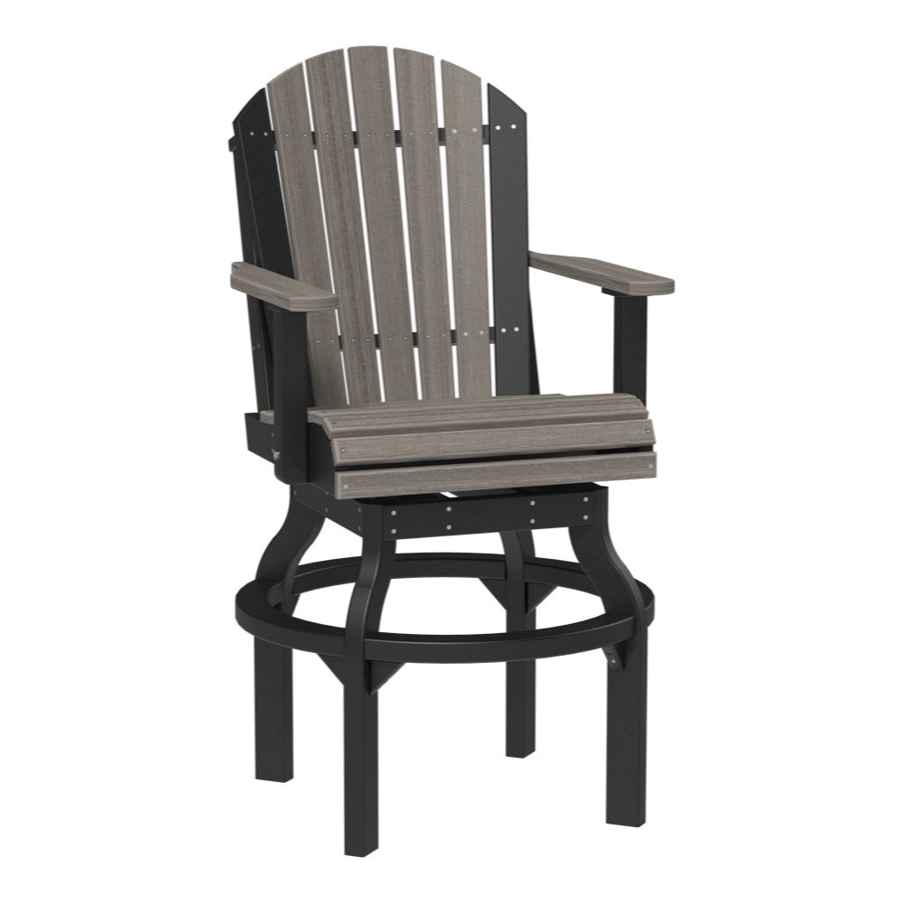 This is the Coastal Gray and Black colored Swivel Adirondack Chair on a white background.