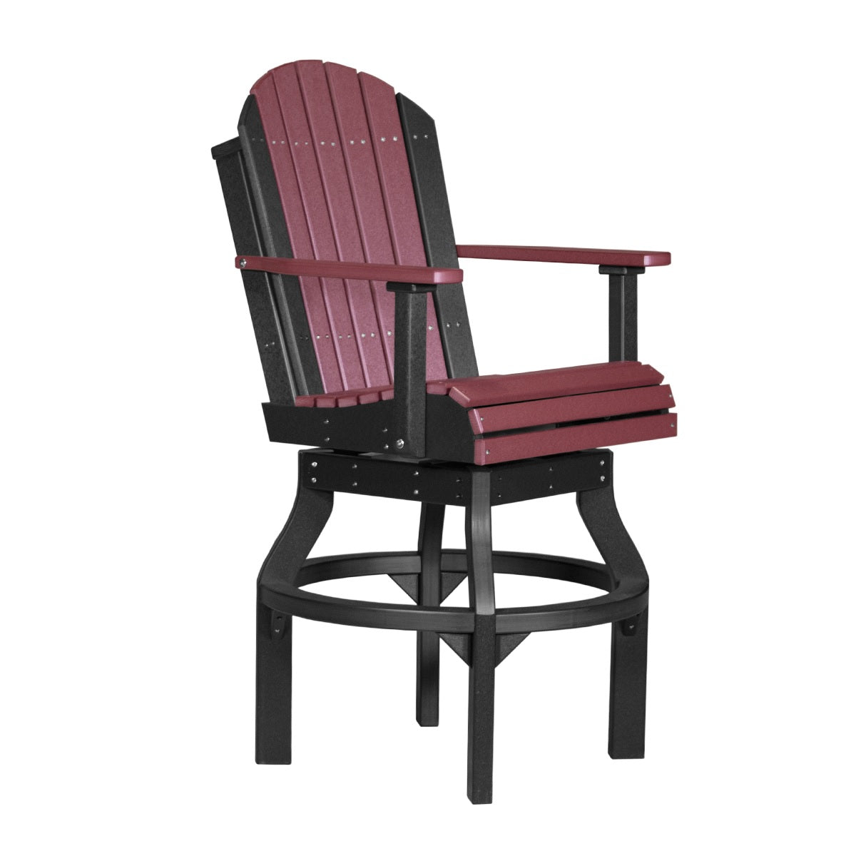 This is the Cherrywood and Black colored Swivel Adirondack Chair on a white background.