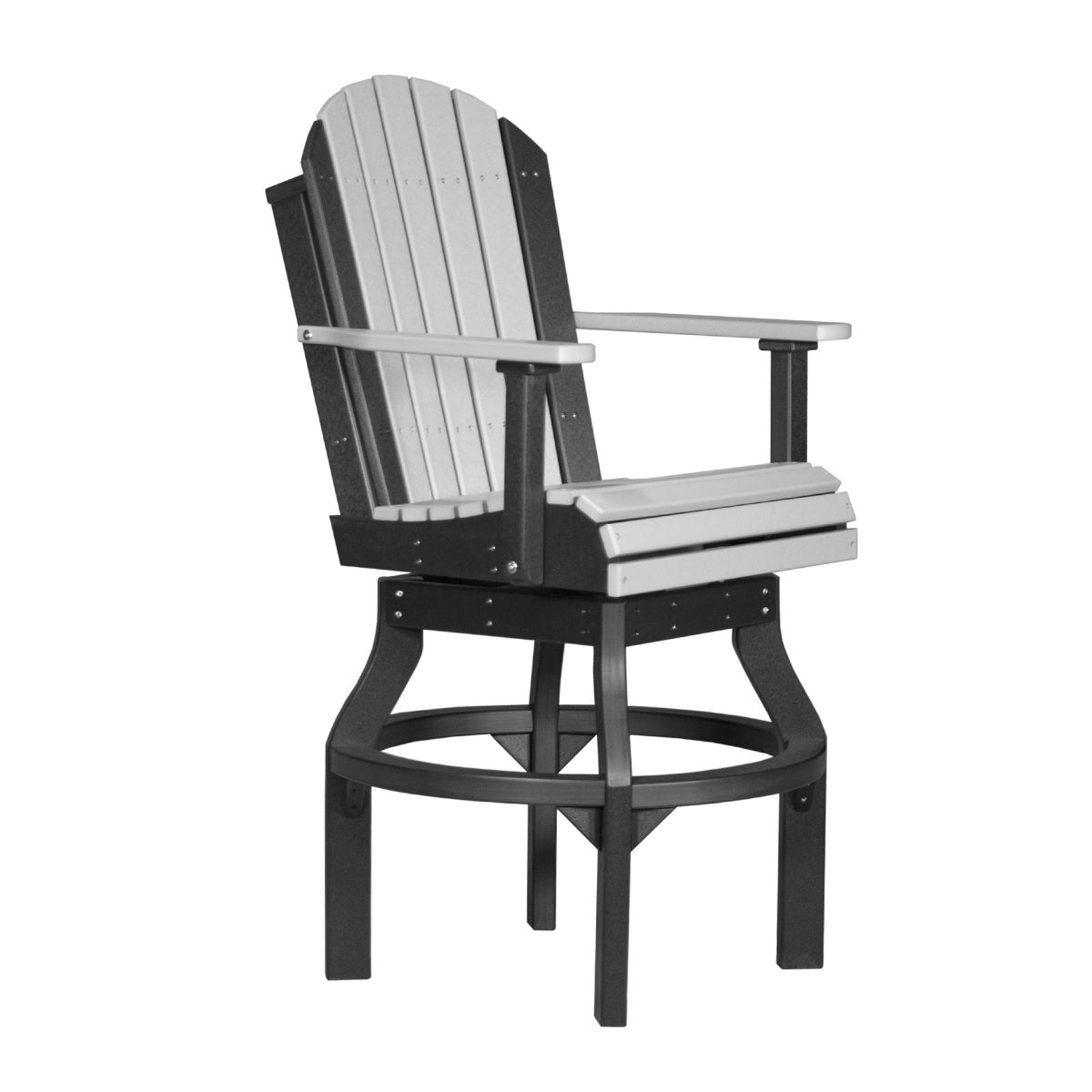 This is the Dove Gray and Black colored Swivel Adirondack Chair on a white background.