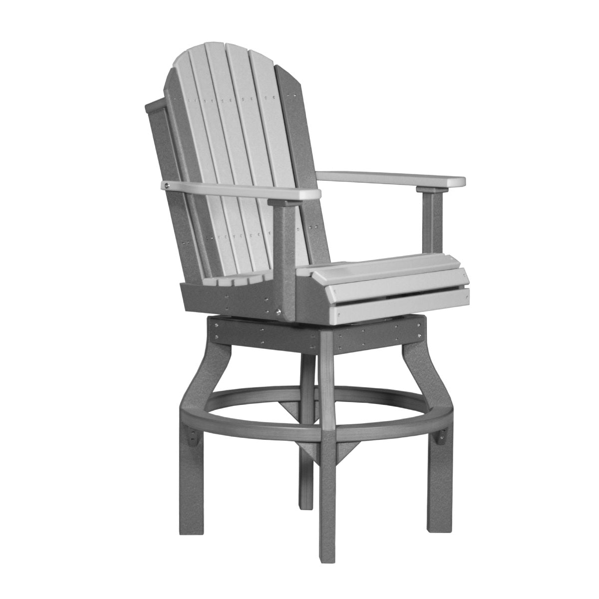 This is the Dove Gray and Slate colored Swivel Adirondack Chair on a white background.