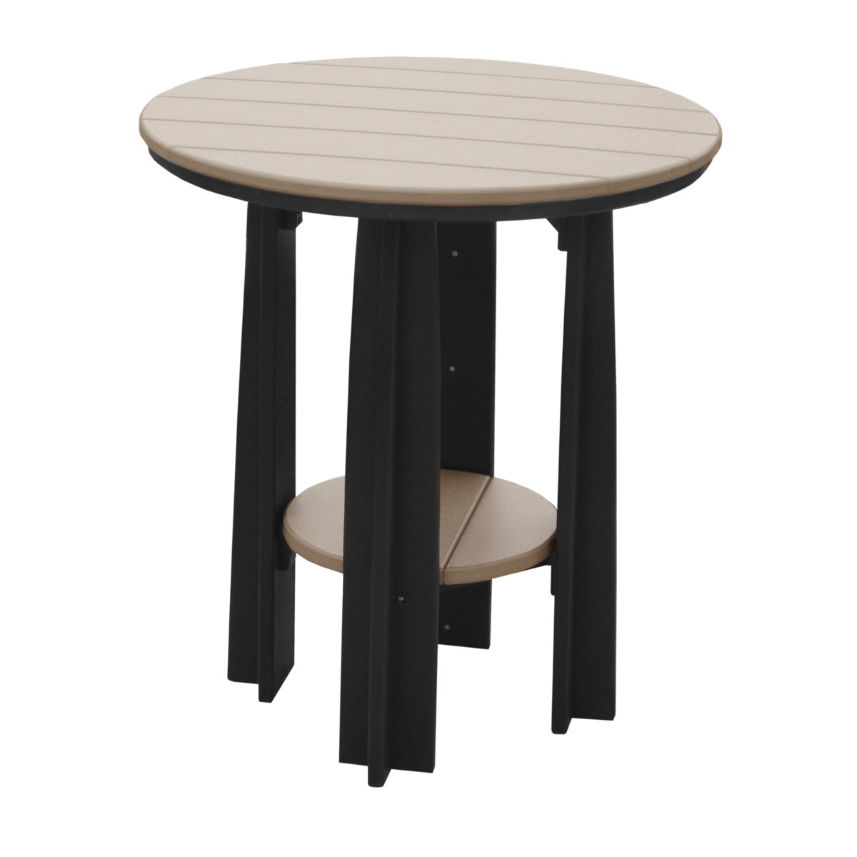 This is the Weatherwood and Black colored Balcony Table on a white background.