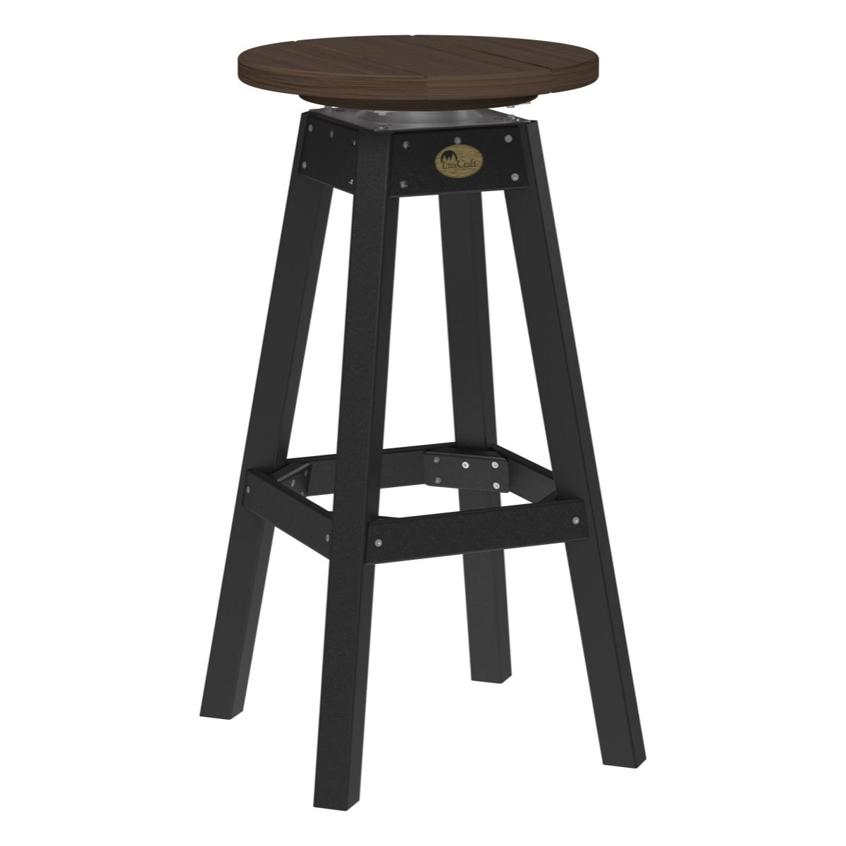 This is the Brazilian Walnut and Black colored Bar Stool on a white background.