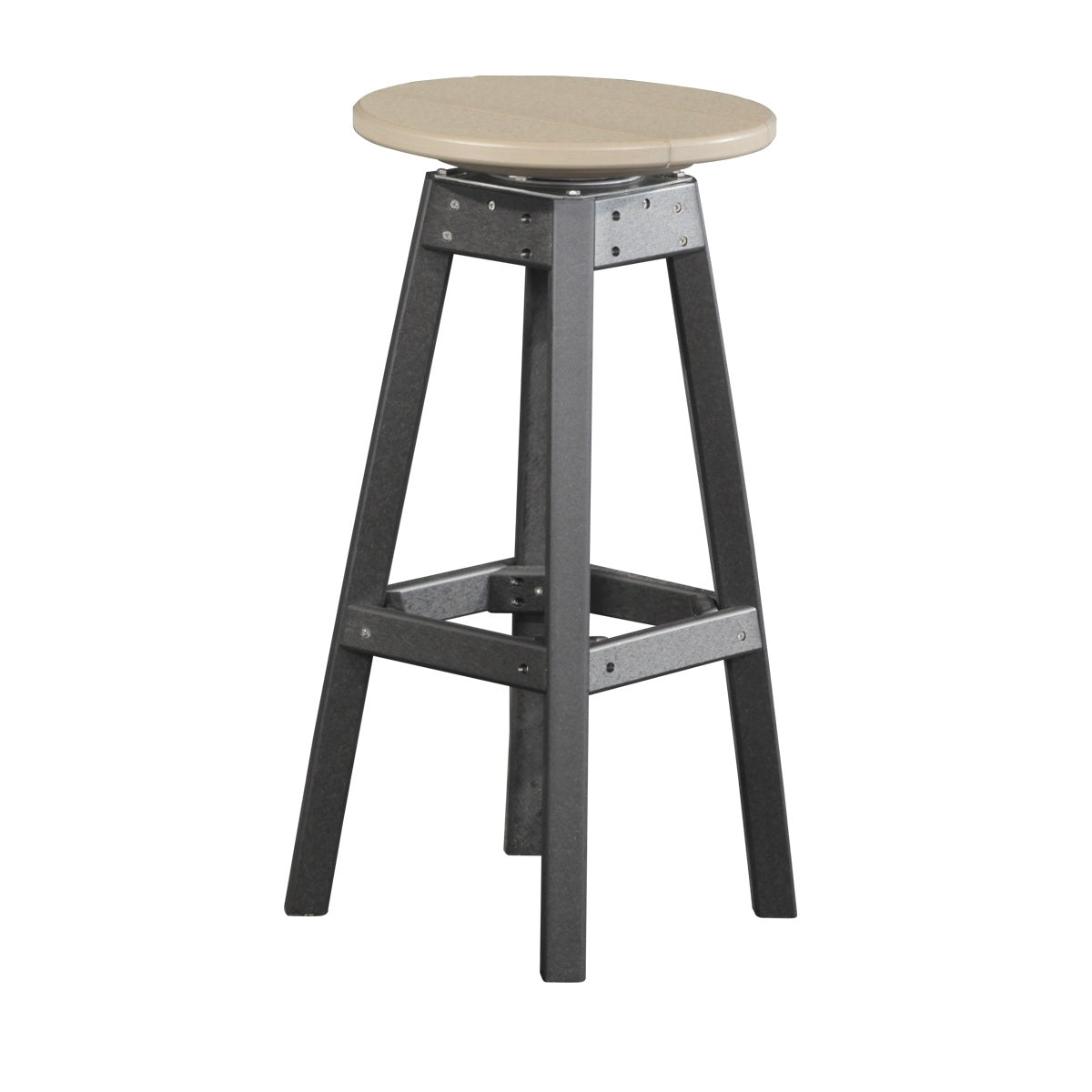 This is the Weatherwood and Black colored Bar Stool on a white background.