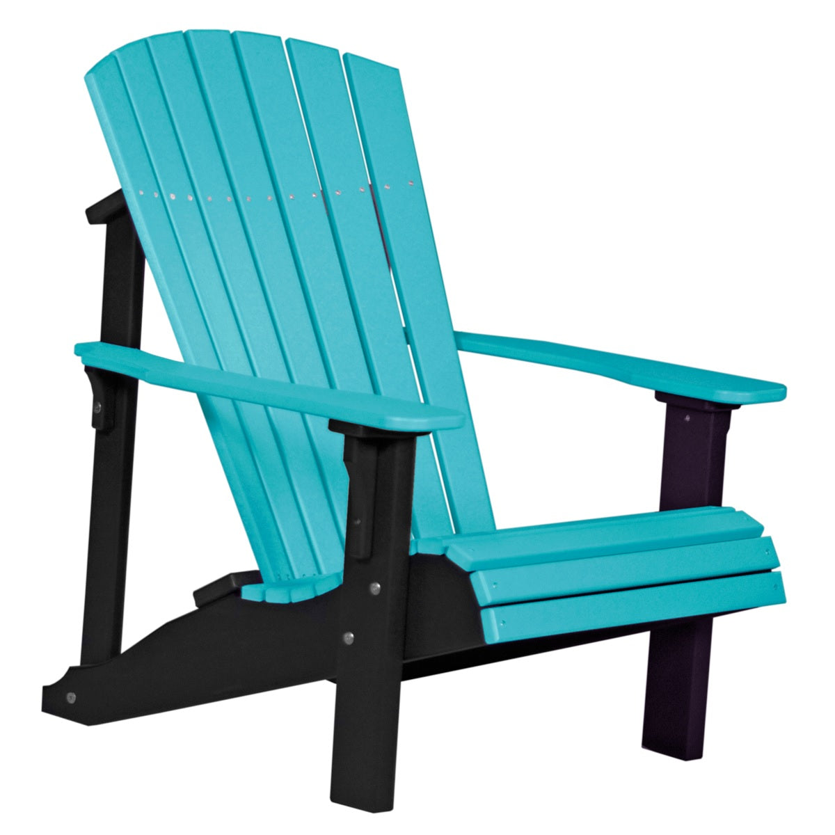 This is the Aruba Blue and Black colored Adirondack chair on a white background.