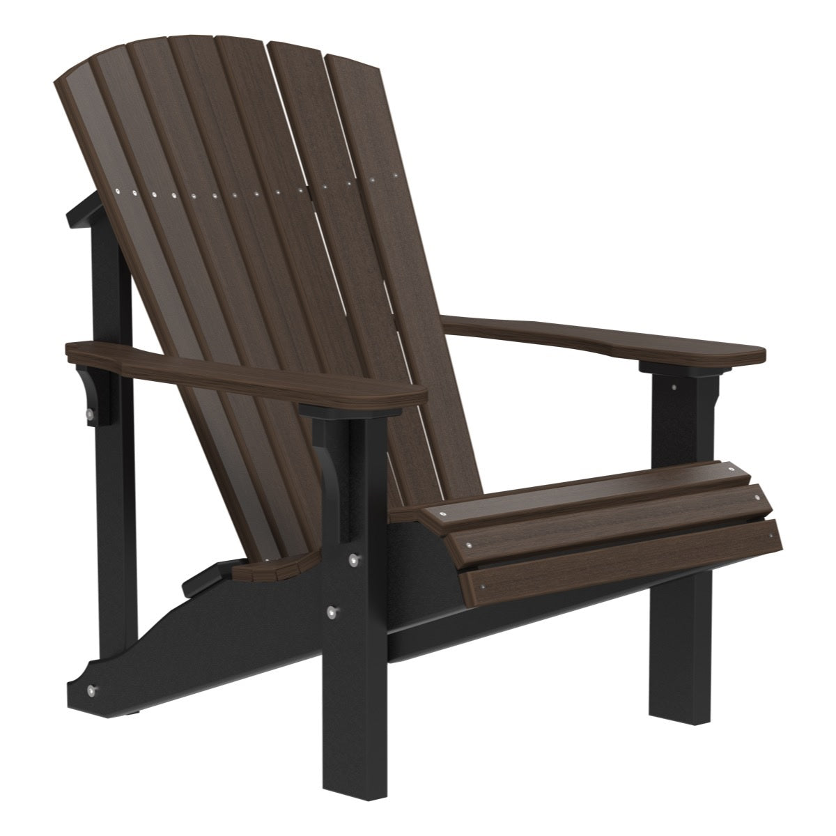 This is the Brazilian Walnut and Black colored Adirondack chair on a white background.