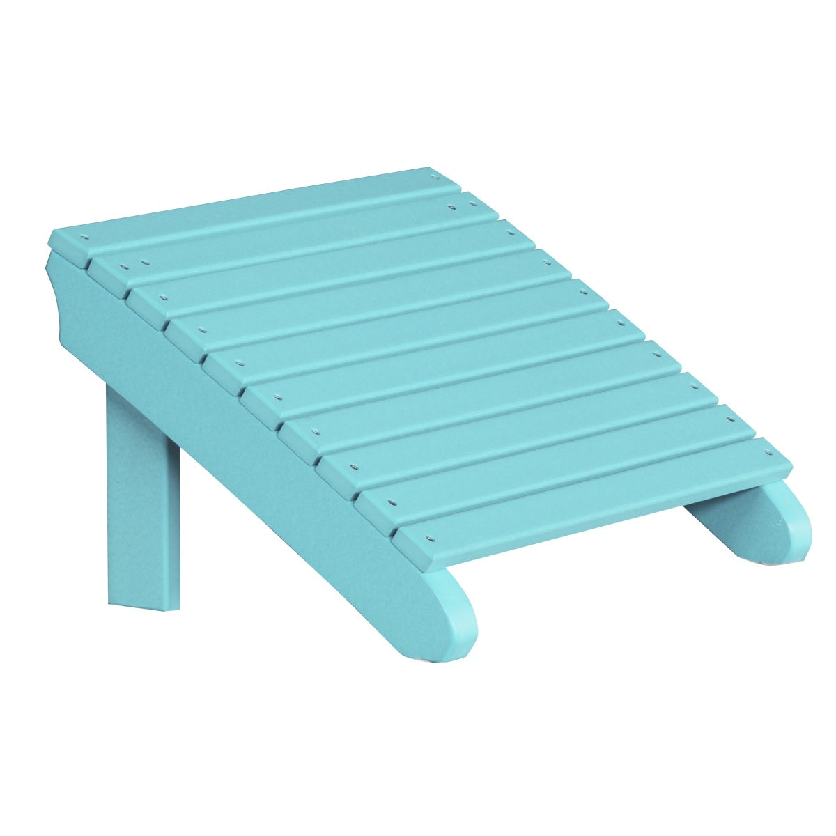 This is the Aruba Blue colored Adirondack footrest on a white background.