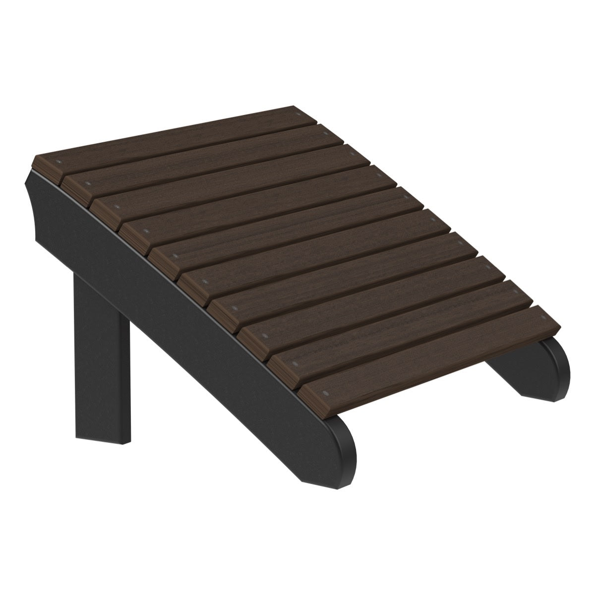 This is the Brazilian Walnut and Black colored Adirondack footrest on a white background.