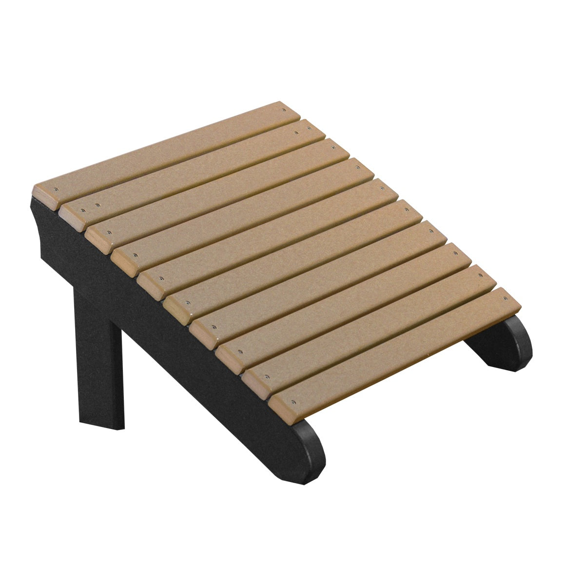 This is the Cedar and Black colored Adirondack footrest on a white background.