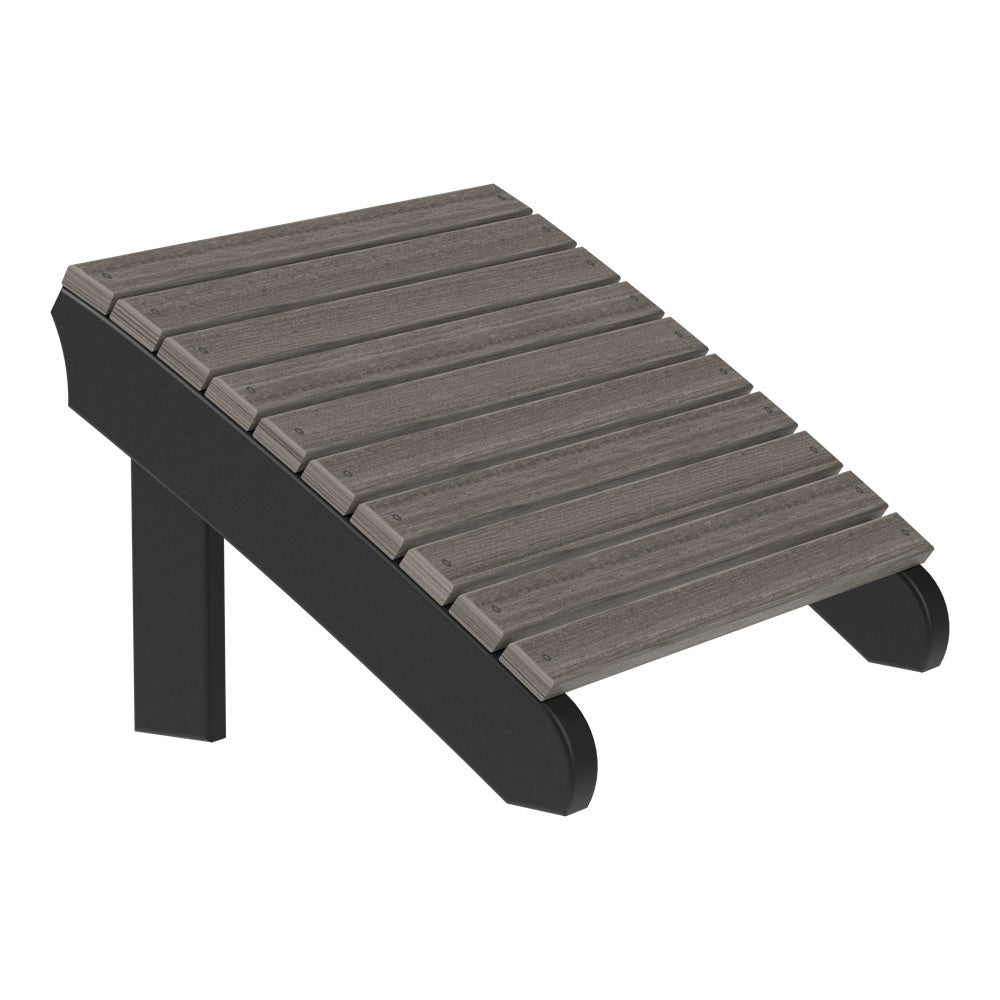 This is the Coastal Gray and Black colored Adirondack footrest on a white background.