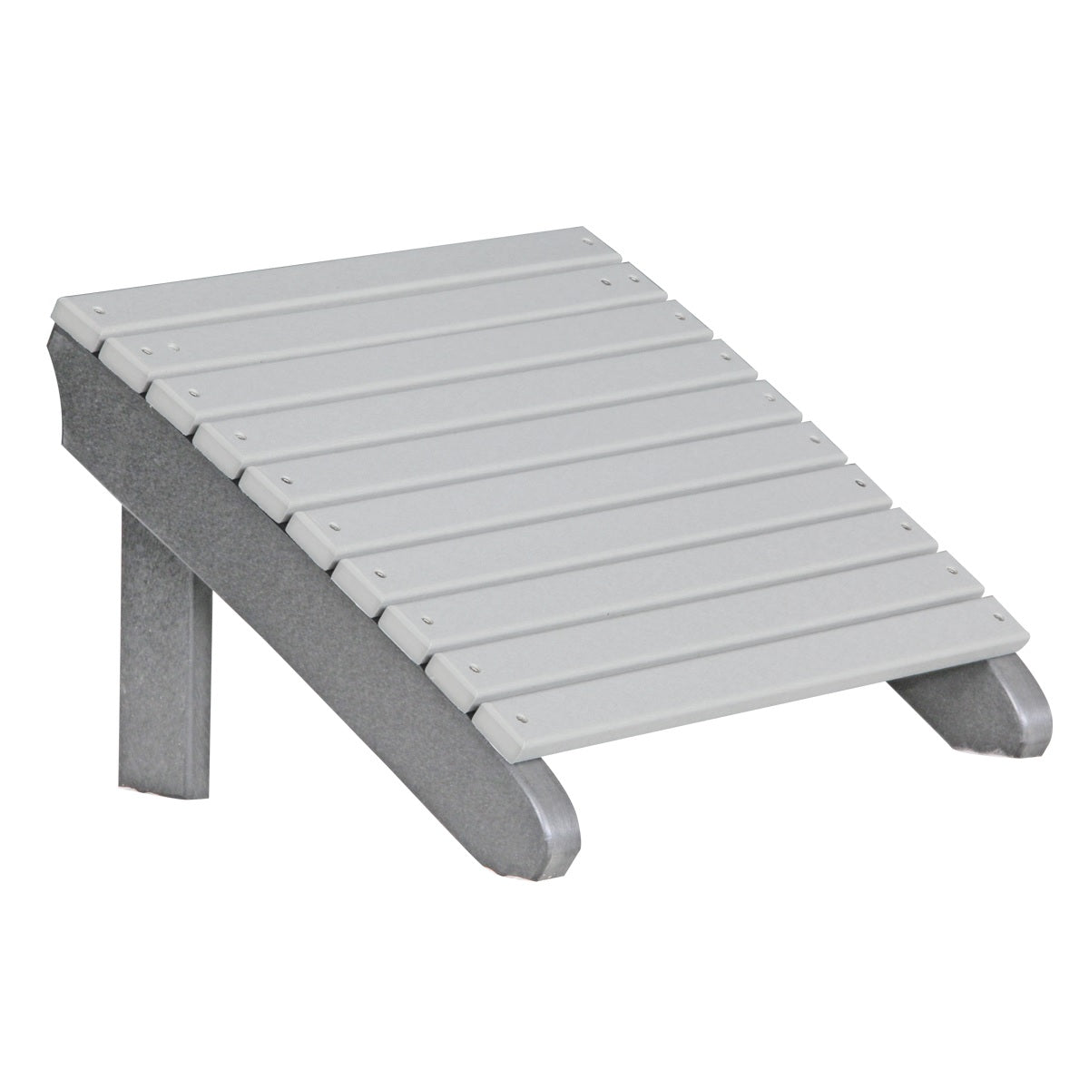This is the Dove Gray and Slate colored Adirondack footrest on a white background.