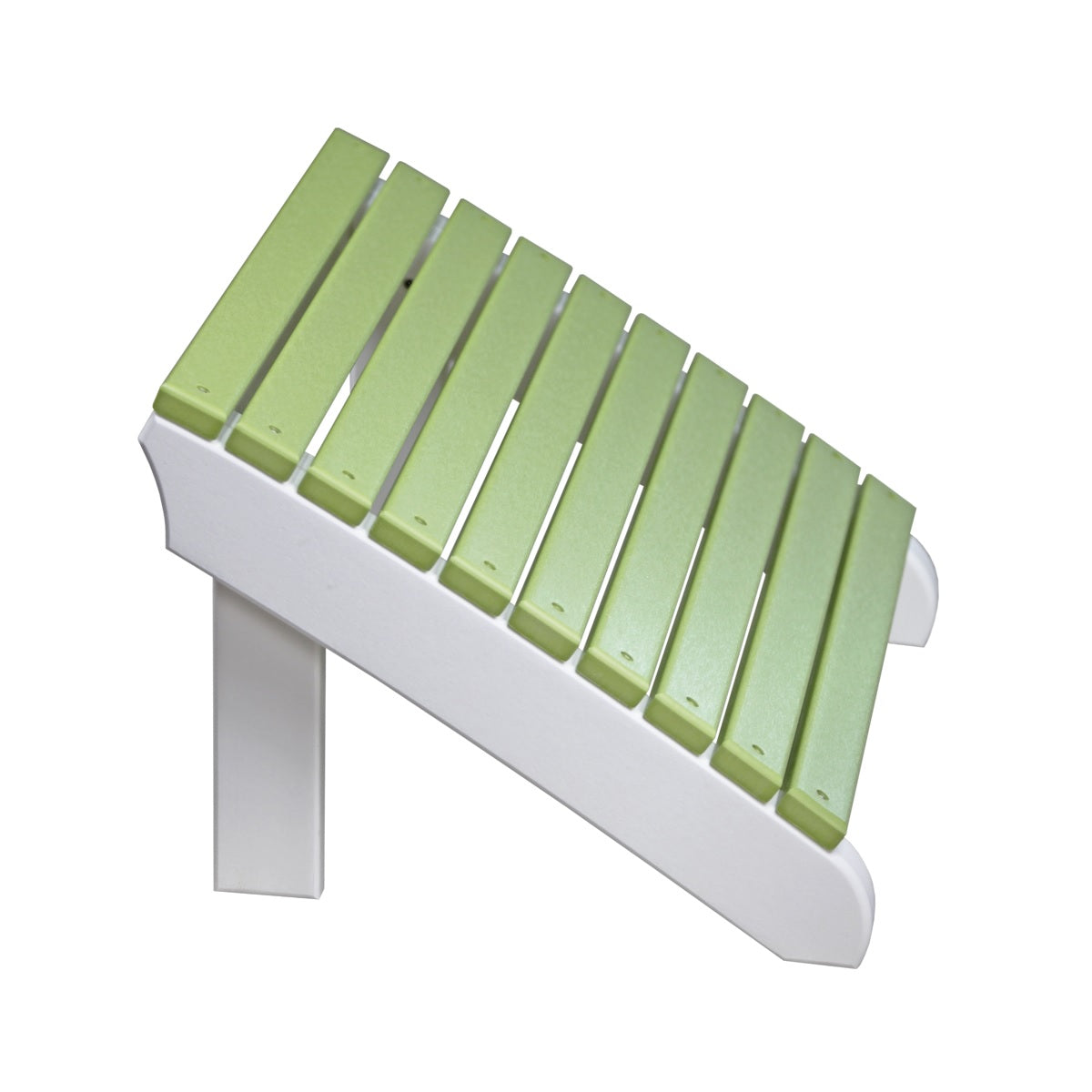 This is the Lime Green and White colored Adirondack footrest on a white background.