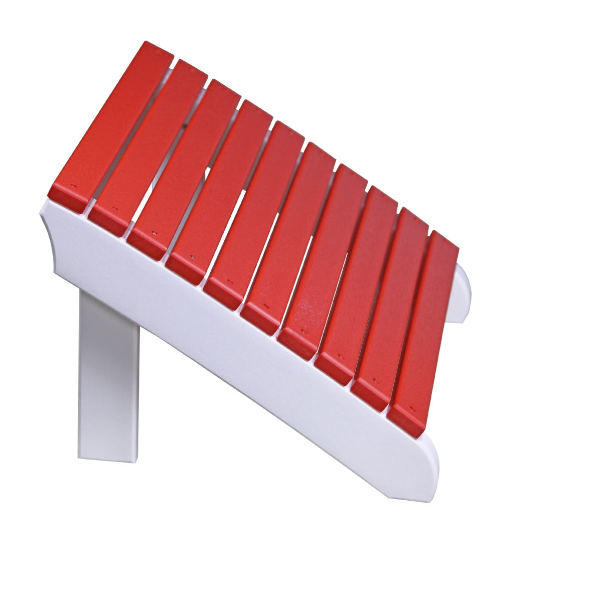 This is the Red and White colored Adirondack footrest on a white background.