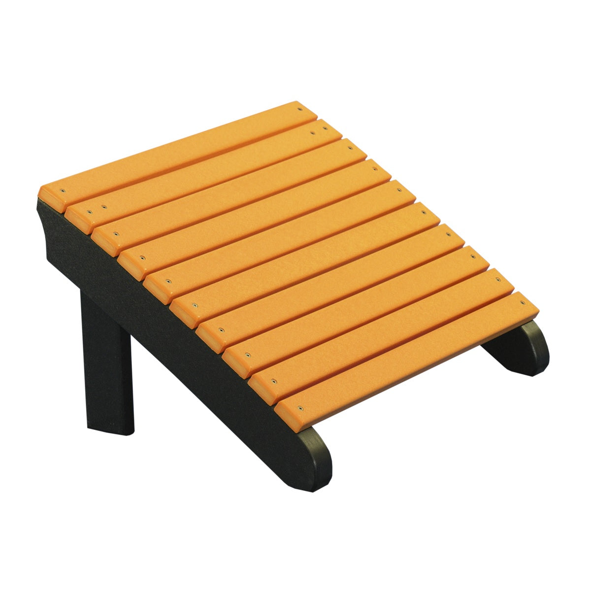 This is the Tangerine and Black colored Adirondack footrest on a white background.