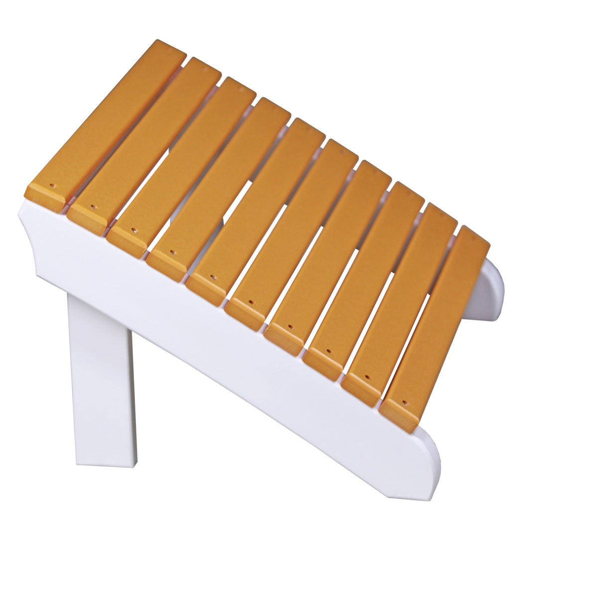 This is the Tangerine and White colored Adirondack footrest on a white background.