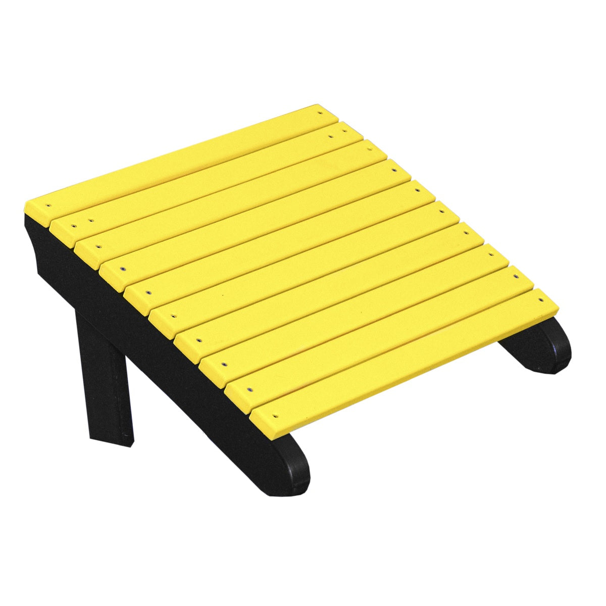 This is the Yellow and Black colored Adirondack footrest on a white background.