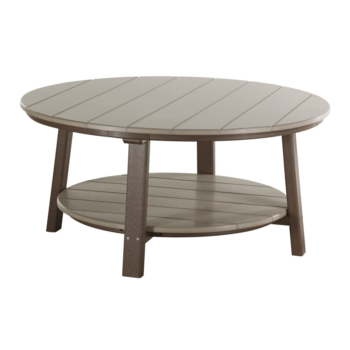 This is the Weatherwood and Chestnut Brown colored conversation table on a white background.