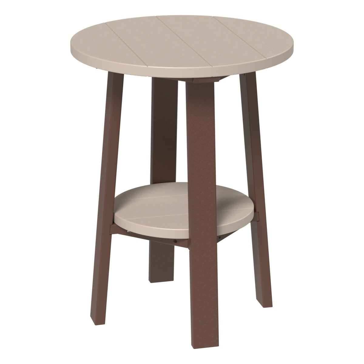 This is the Weatherwood and Chestnut Brown colored end table on a white background.