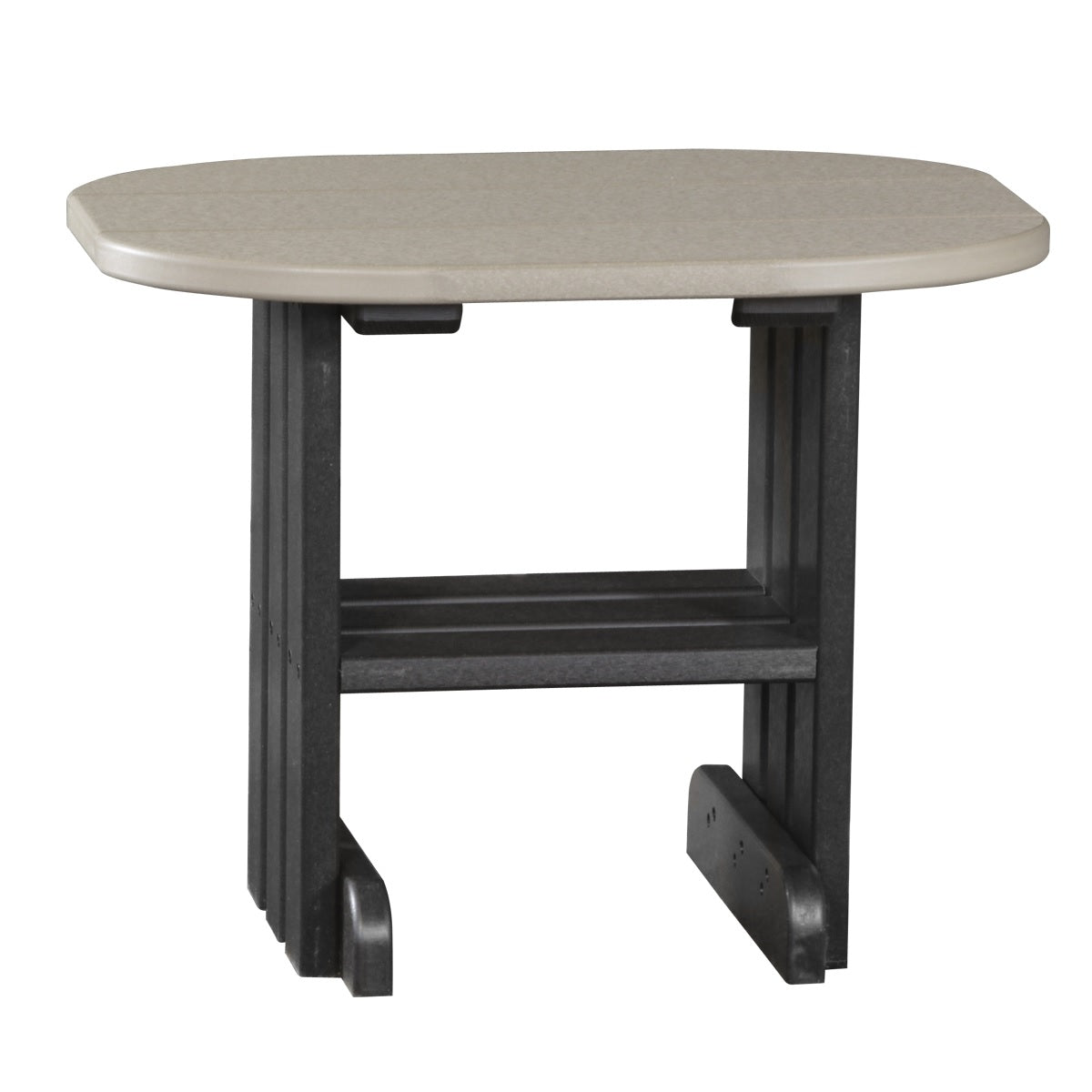 This is the Weatherwood and Black colored end table on a white background.