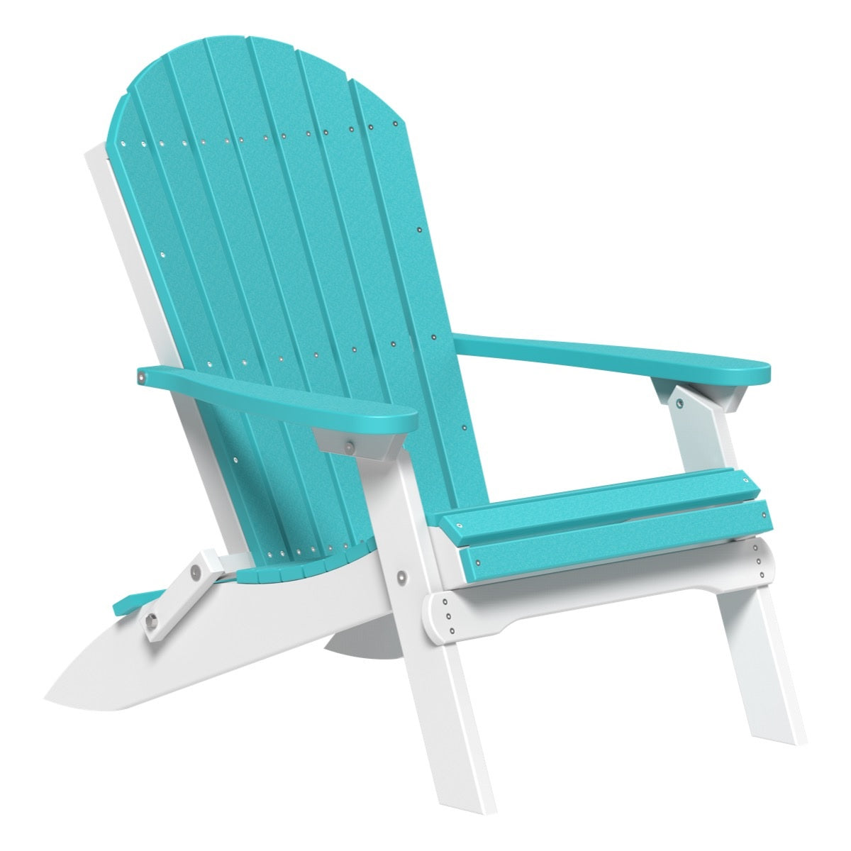 This is the Aruba Blue and White colored Folding Adirondack Chair on a white background.