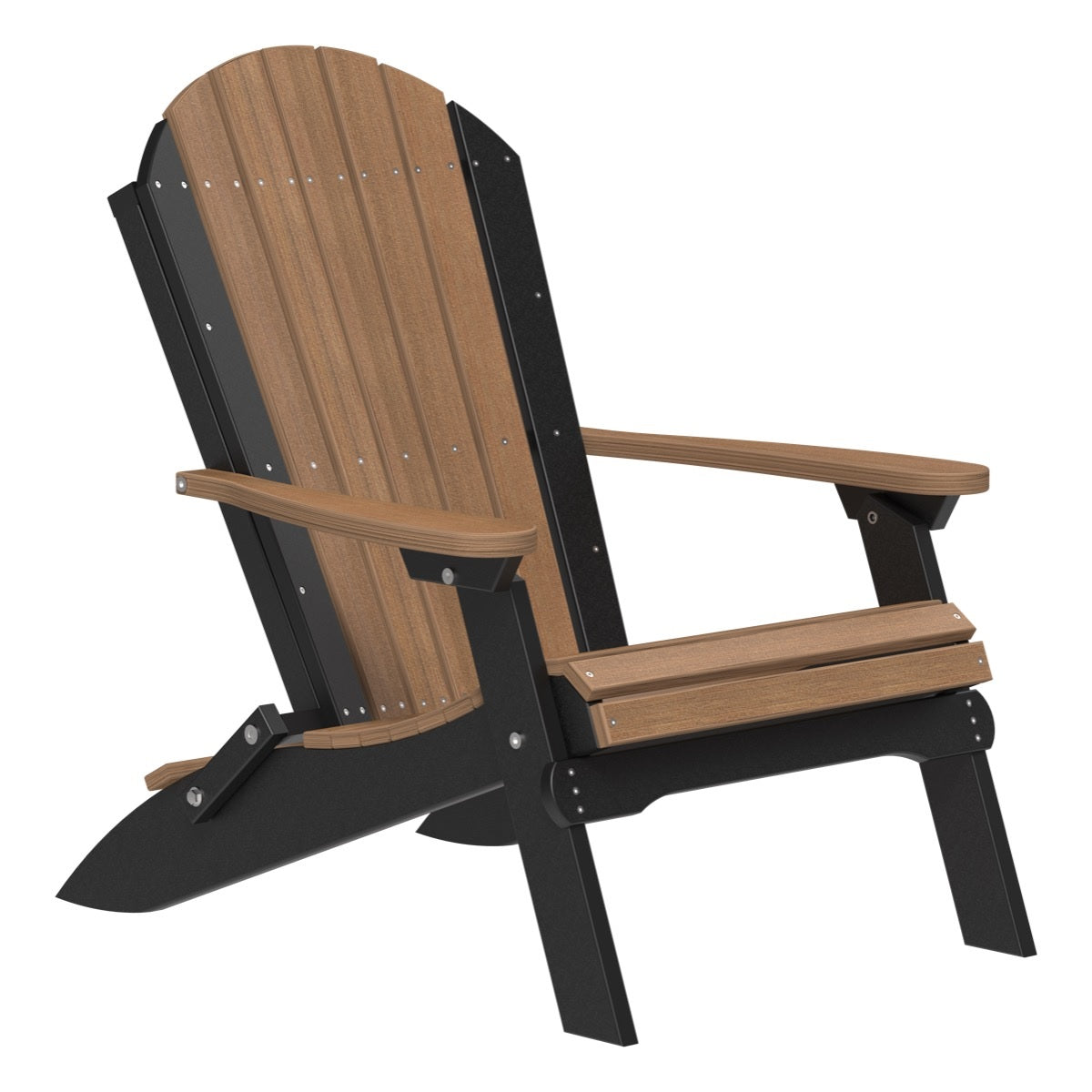 This is the Antique Mahogany and Black colored Folding Adirondack Chair on a white background.