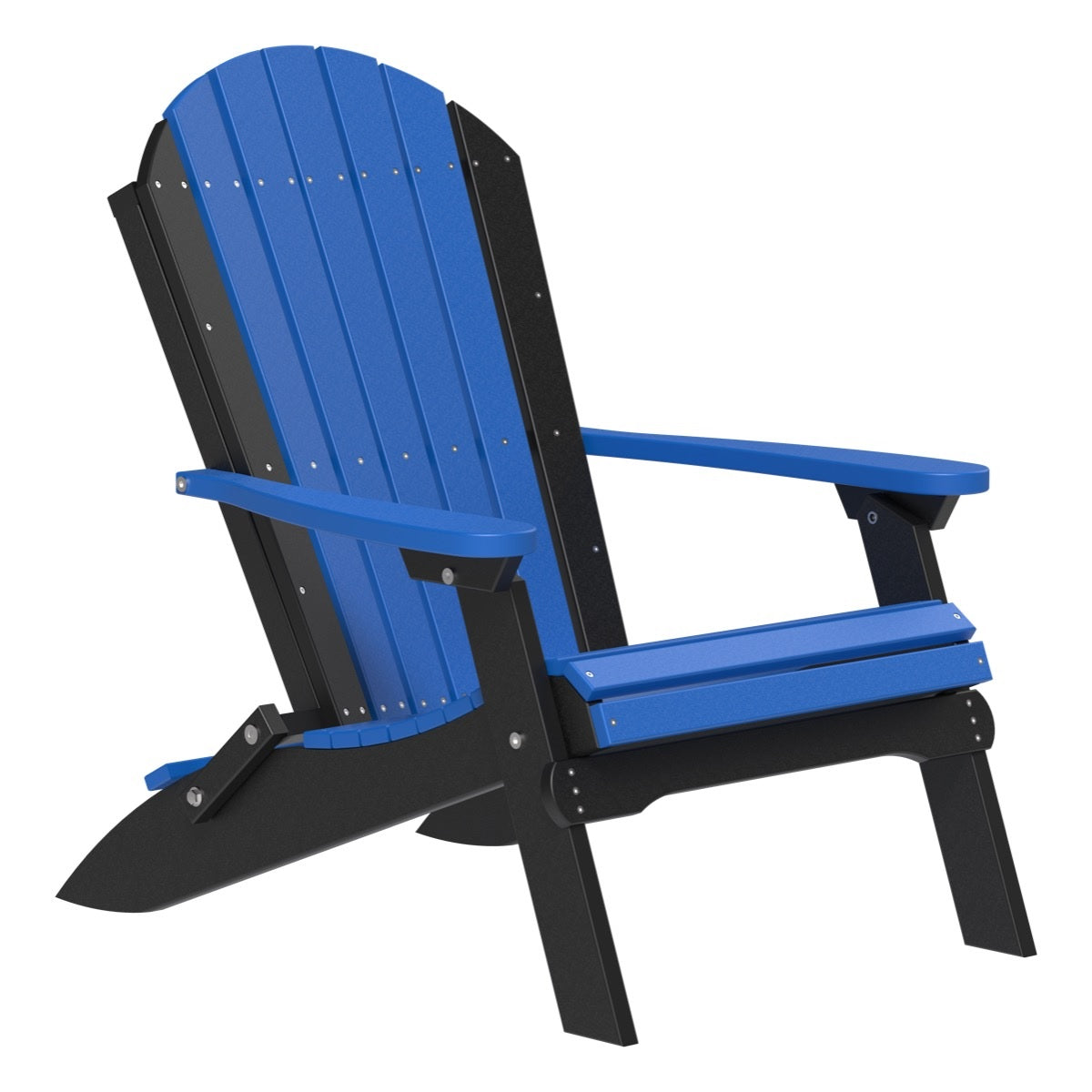 This is the Blue and Black colored Folding Adirondack Chair on a white background.