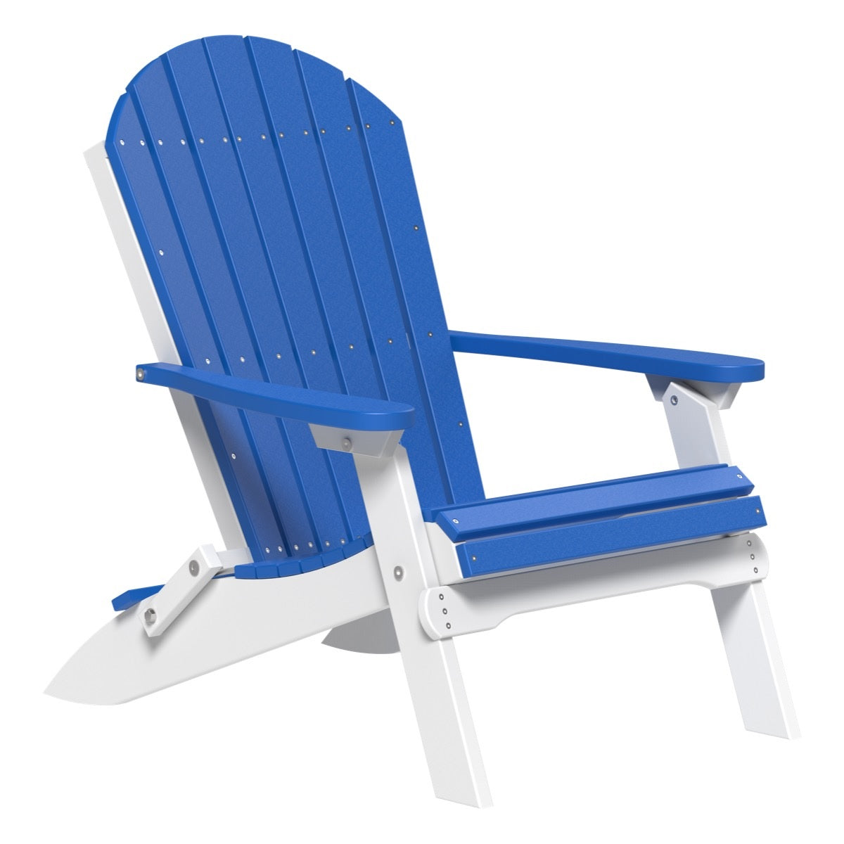This is the Blue and White colored Folding Adirondack Chair on a white background.