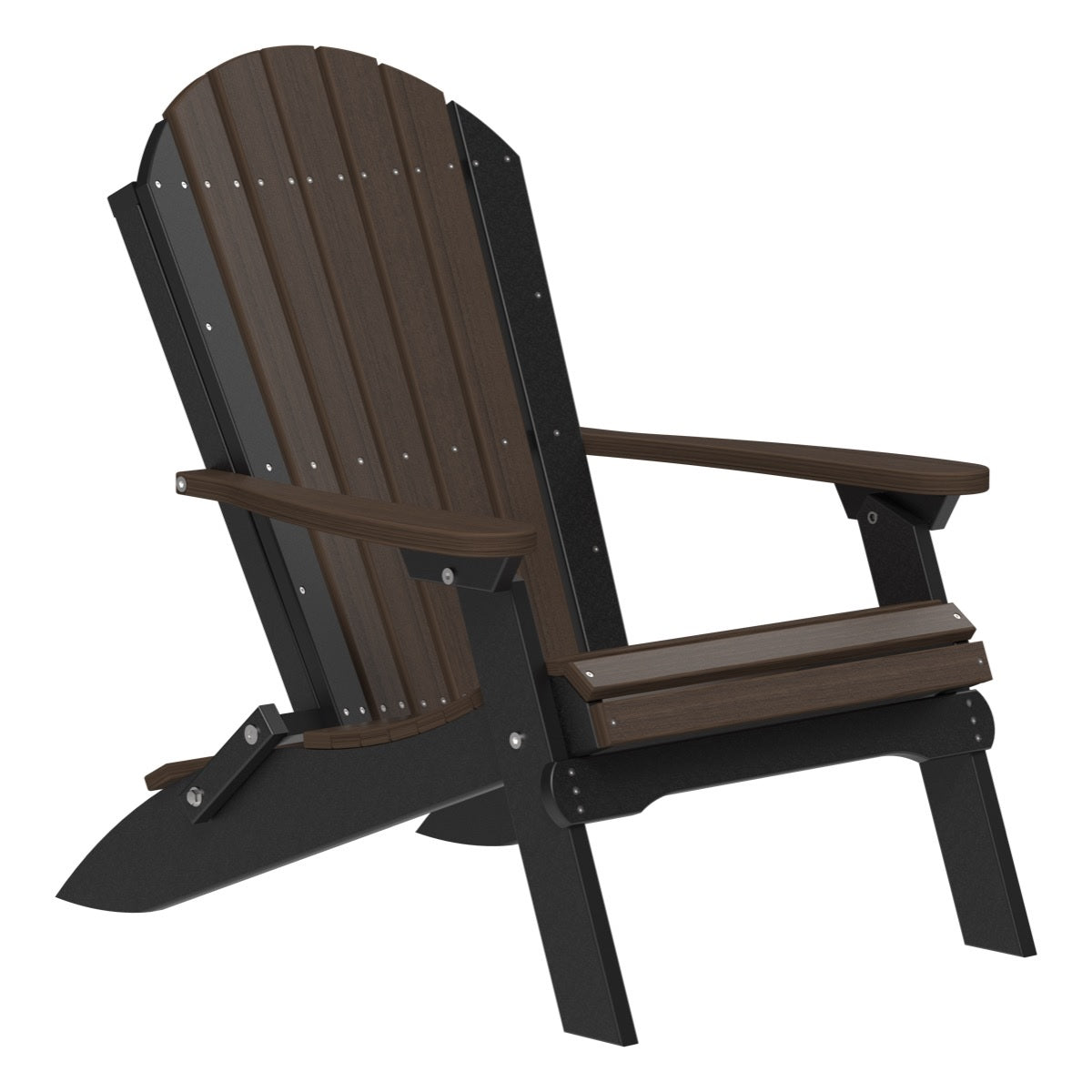 This is the Brazilian Walnut and Black colored Folding Adirondack Chair on a white background.