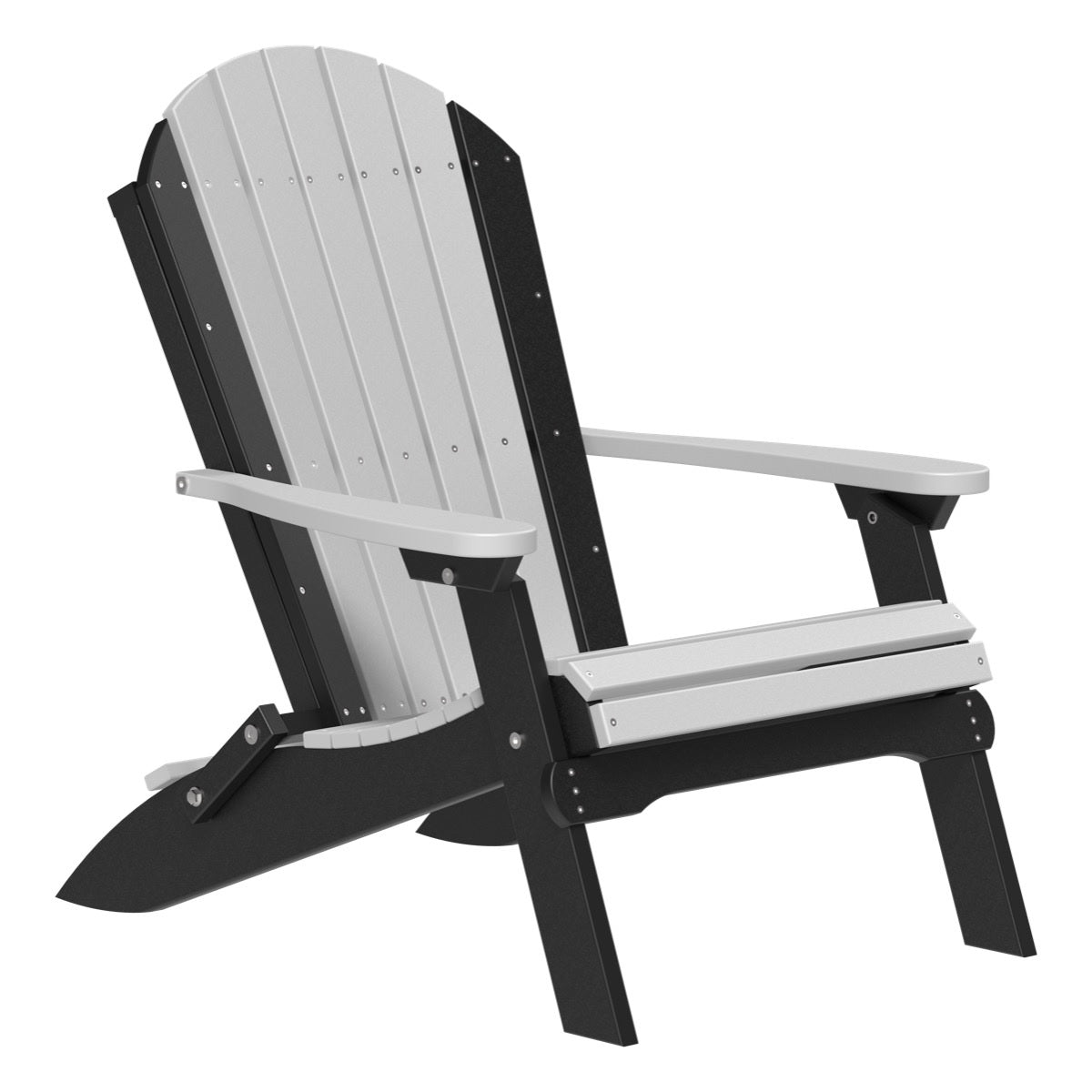 This is the Dove Gray and Black colored Folding Adirondack Chair on a white background.