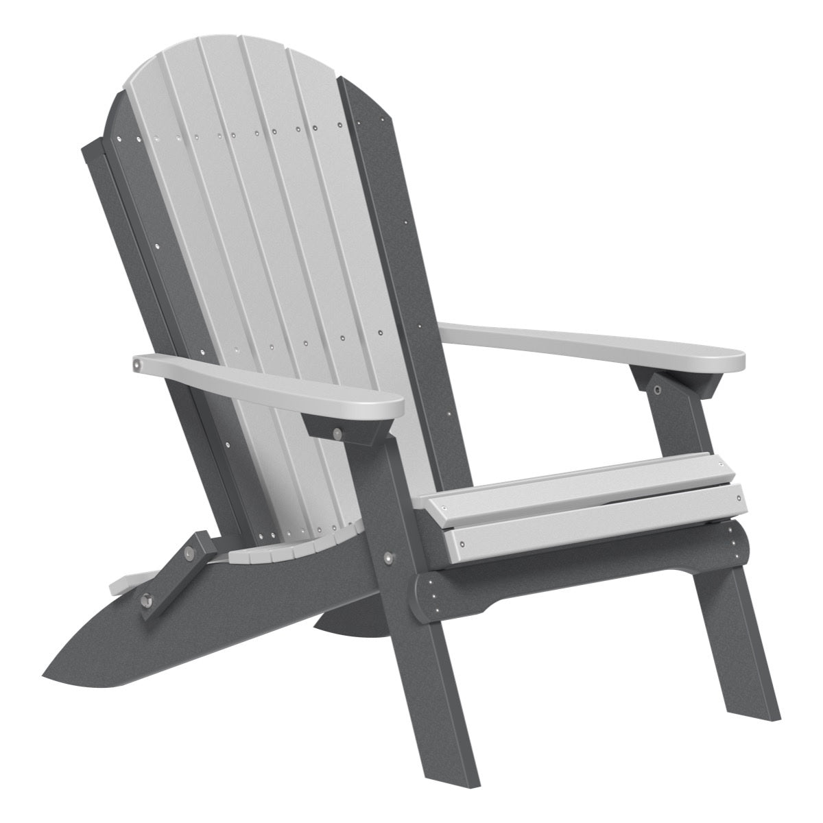 This is the Dove Gray and Slate colored Folding Adirondack Chair on a white background.