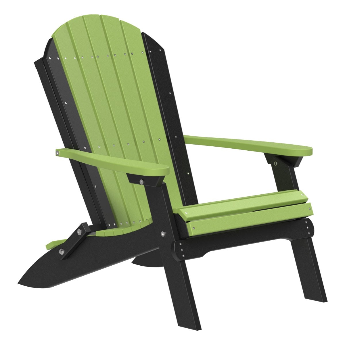 This is the Lime Green and Black colored Folding Adirondack Chair on a white background.