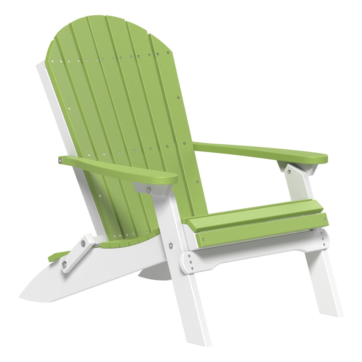 This is the Lime Green and White colored Folding Adirondack Chair on a white background.