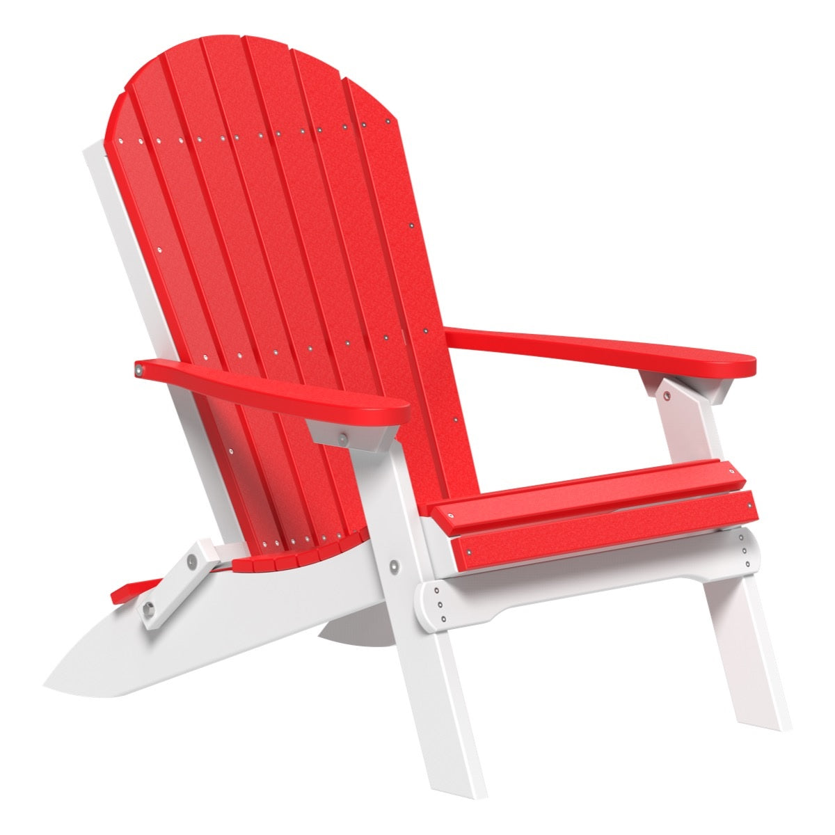 This is the Red and White colored Folding Adirondack Chair on a white background.