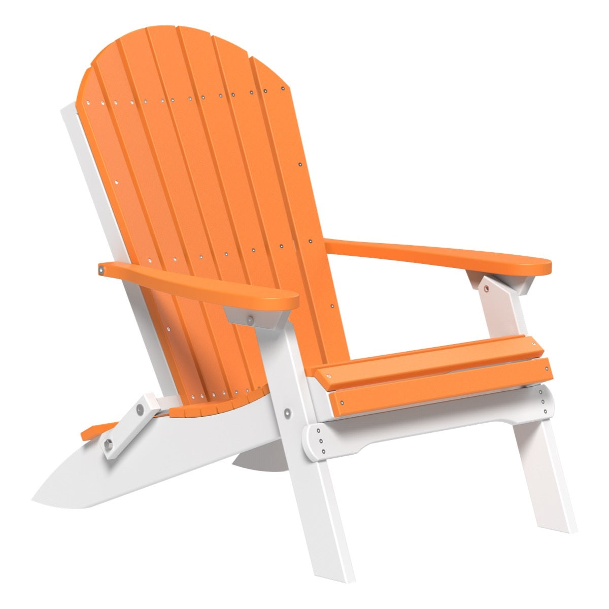 This is the Tangerine and White colored Folding Adirondack Chair on a white background.