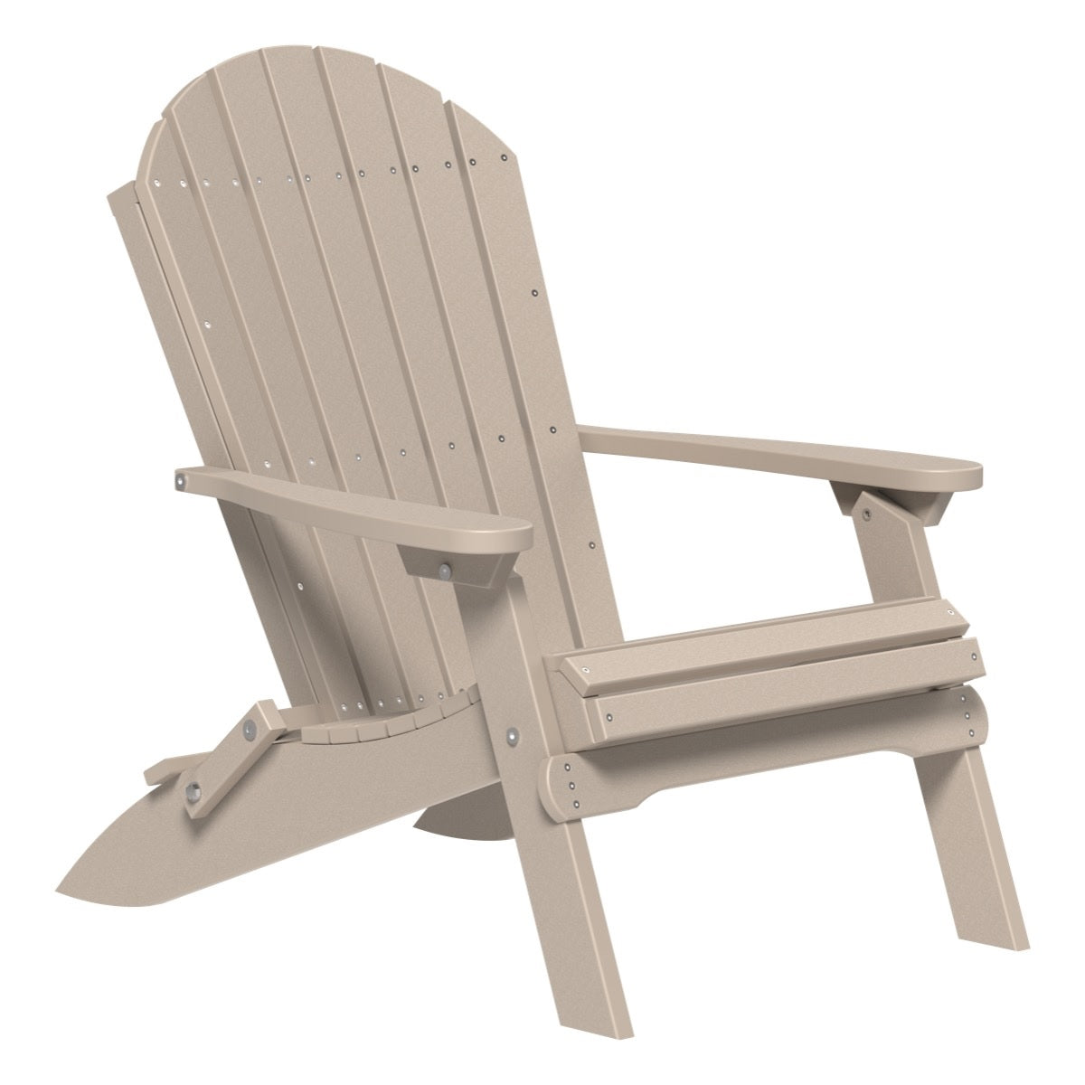 This is the Weatherwood colored Folding Adirondack Chair on a white background.