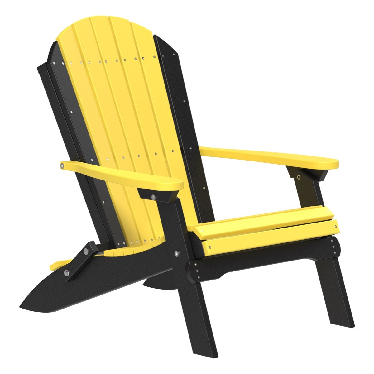 This is the Yellow and Black colored Folding Adirondack Chair on a white background.
