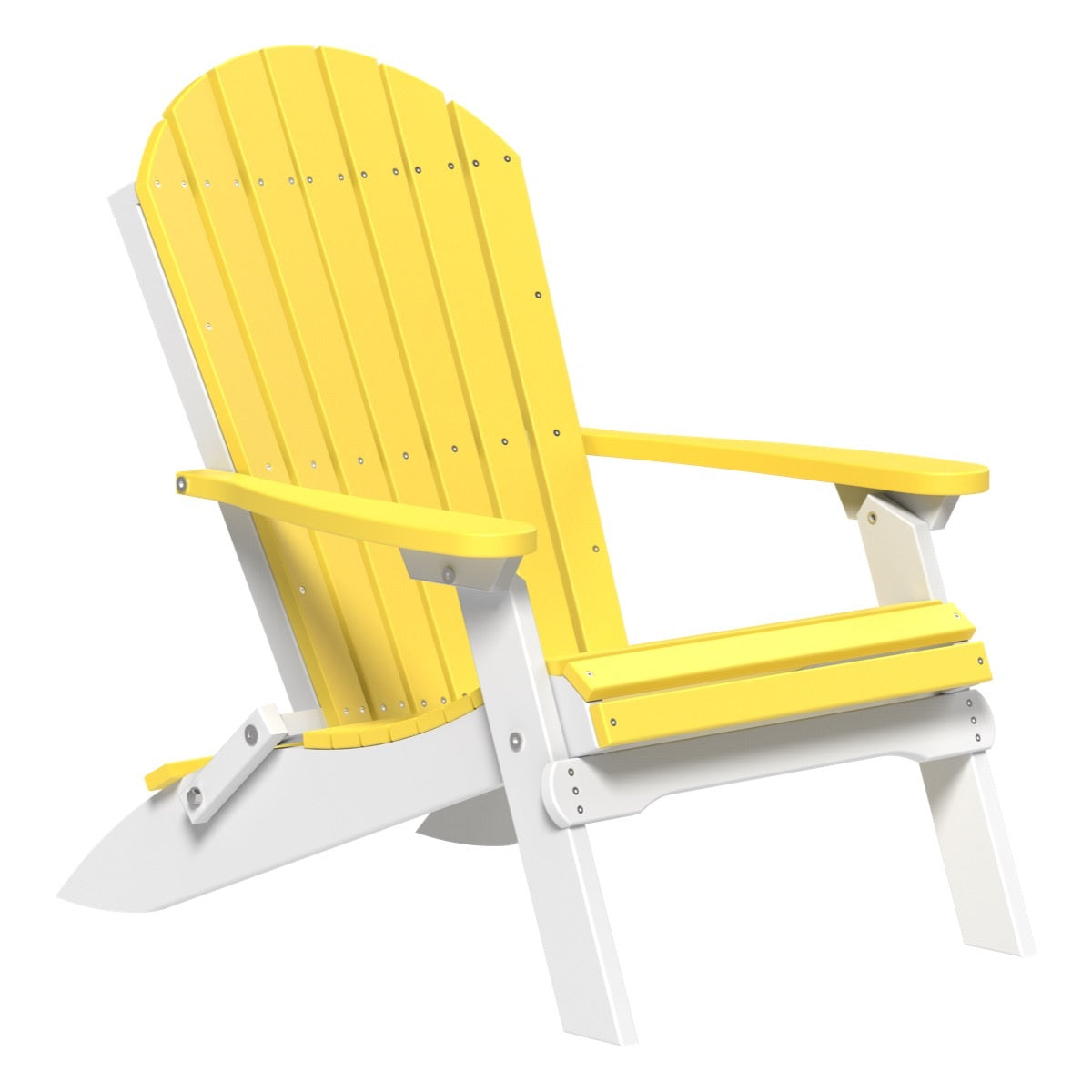 This is the Yellow and White colored Folding Adirondack Chair on a white background.