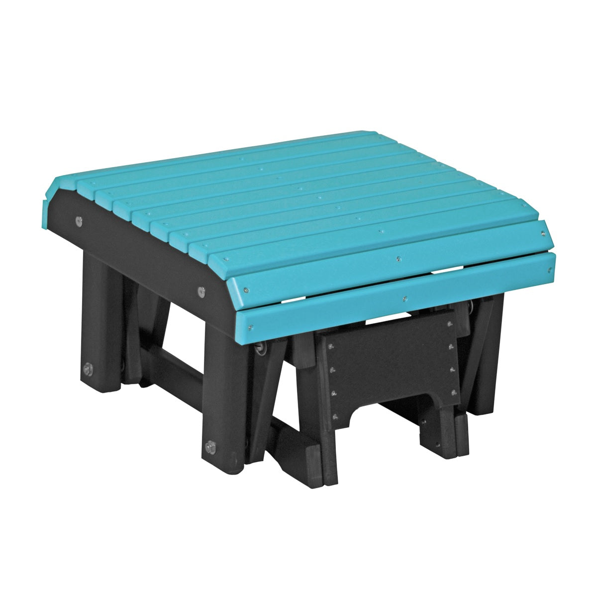 This is the Aruba Blue and Black colored glider footrest on a white background.
