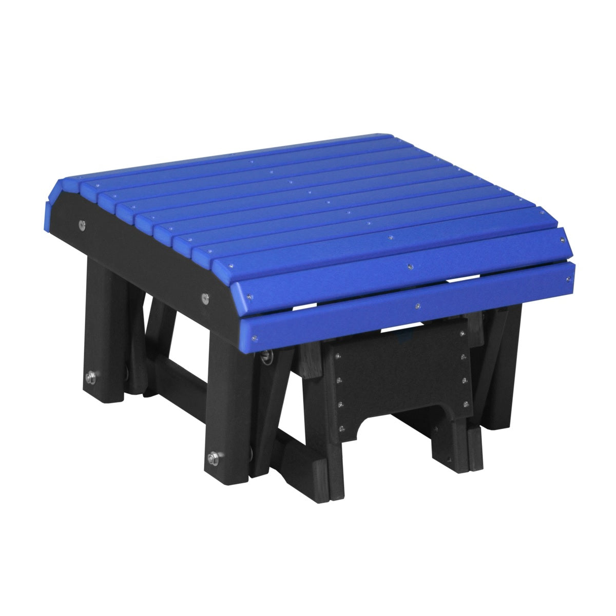 This is the Blue and Black colored glider footrest on a white background.