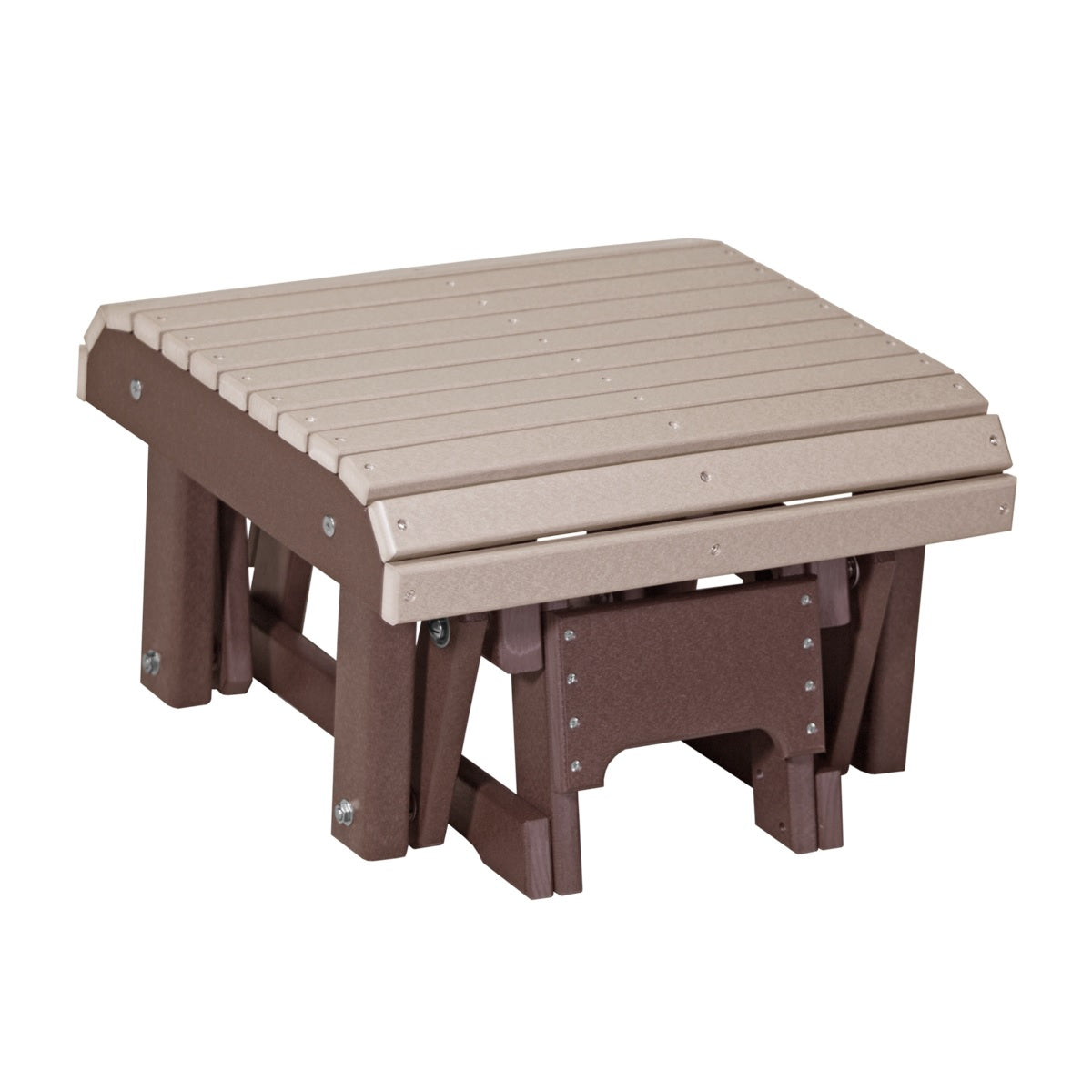 This is the Weatherwood and Chestnut Brown colored glider footrest on a white background.
