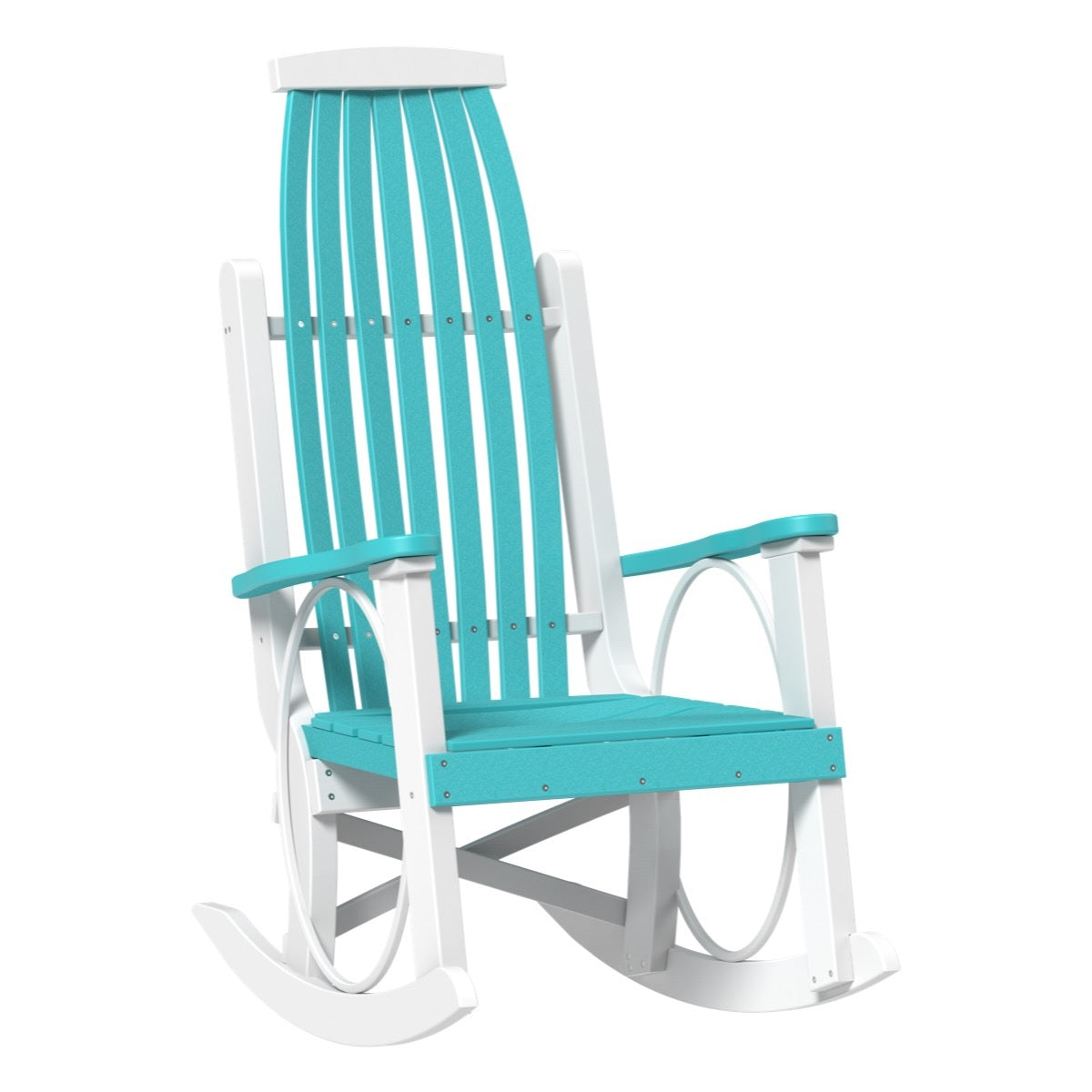 This is the Aruba Blue and White colored Grandpa's Rocker Chair on a white background.