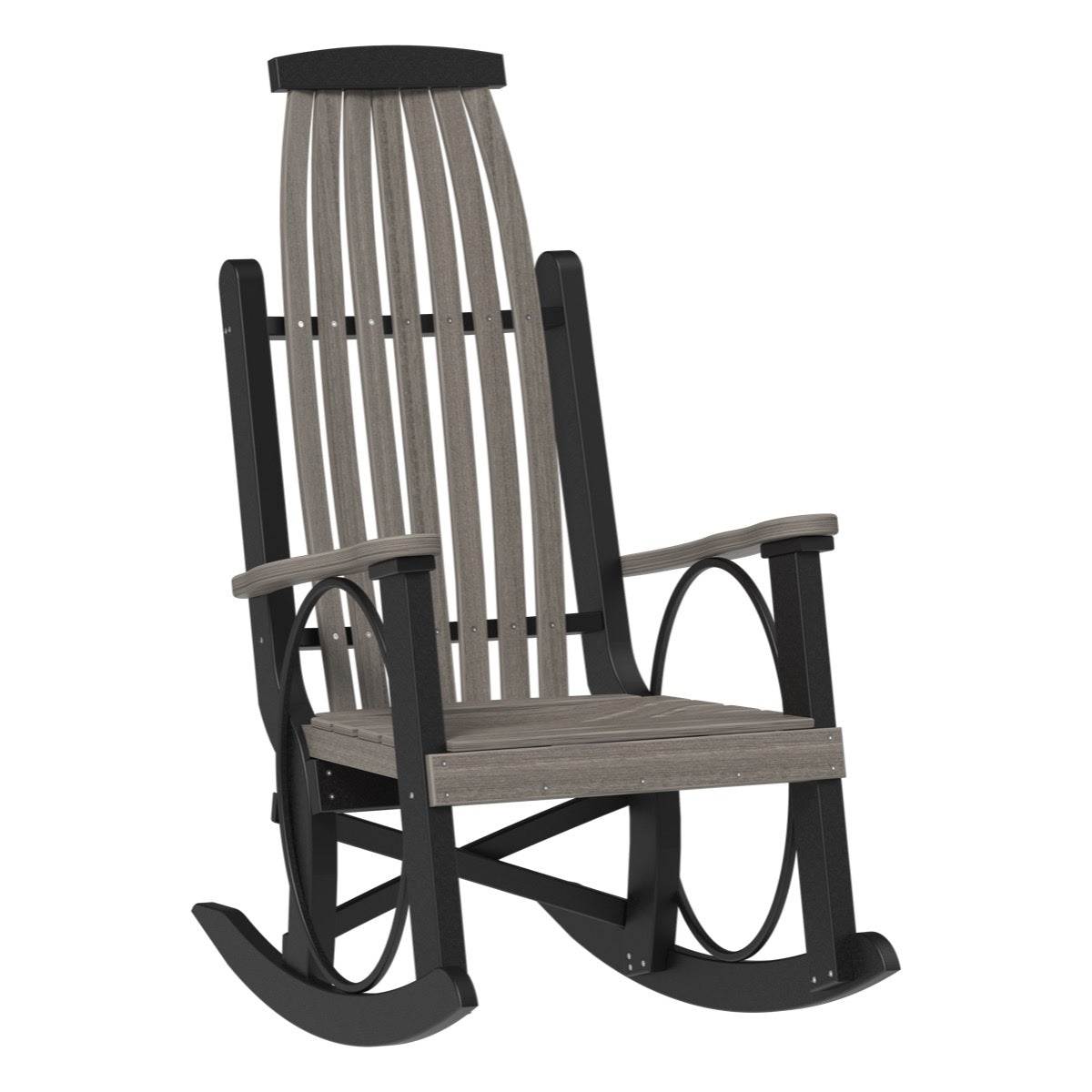 This is the Coastal Gray and Black colored Grandpa's Rocker Chair on a white background.