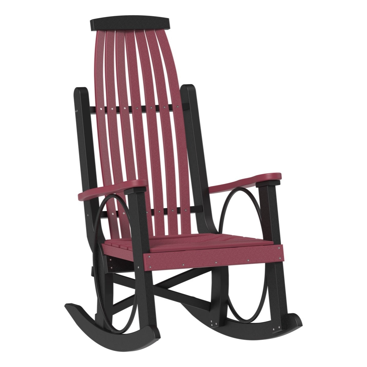 This is the Cherrywood and Black colored Grandpa's Rocker Chair on a white background.