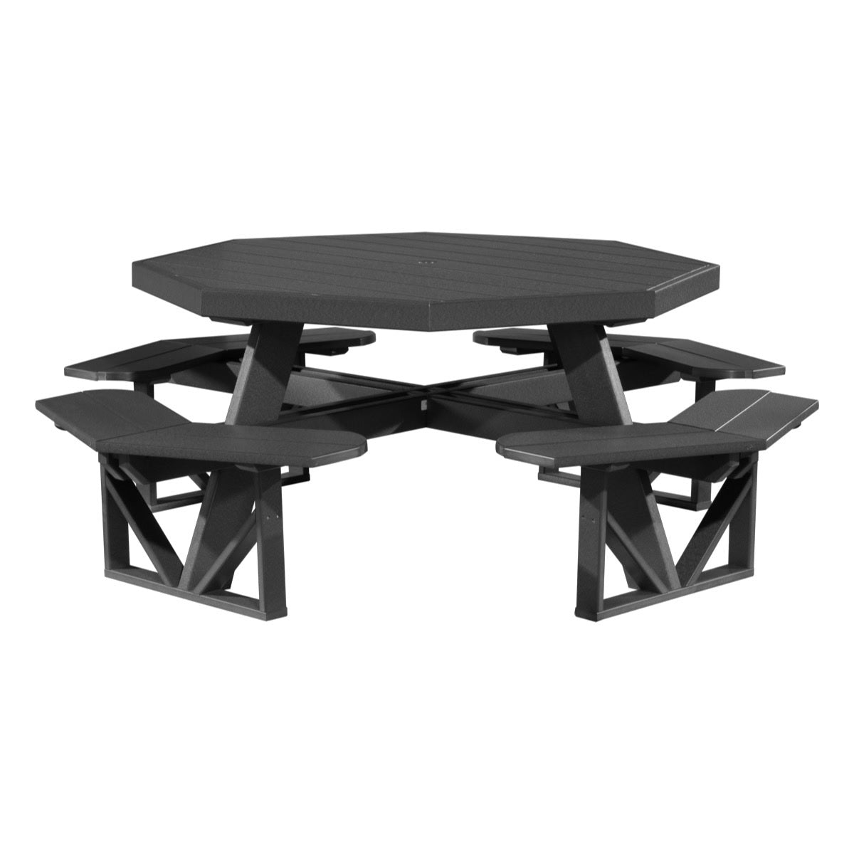 This is a Black colored picnic table on a white background.