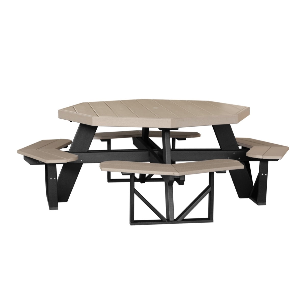 This is the Weatherwood and Black colored picnic table on a white background.