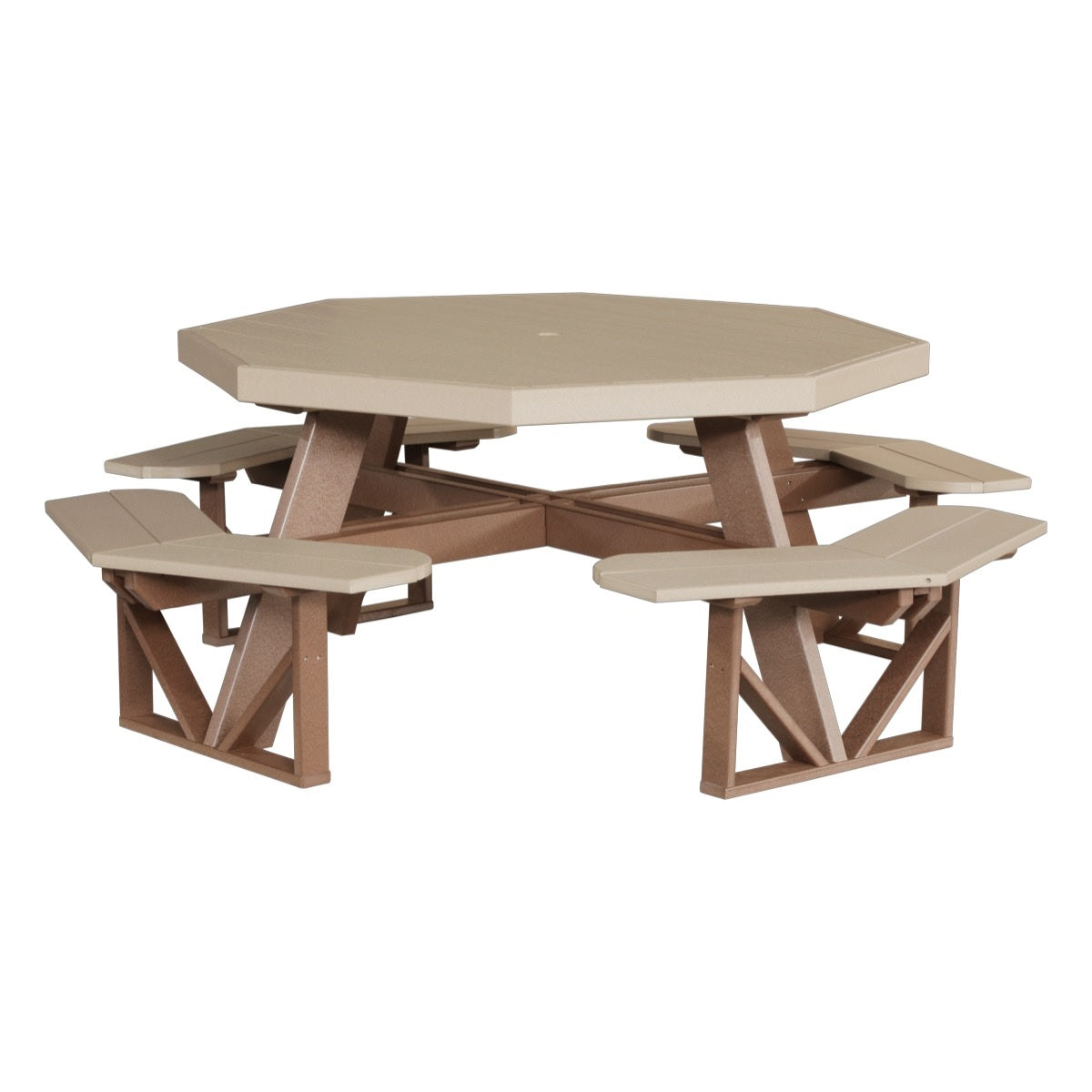 This is the Weatherwood and Chestnut Brown colored picnic table on a white background.