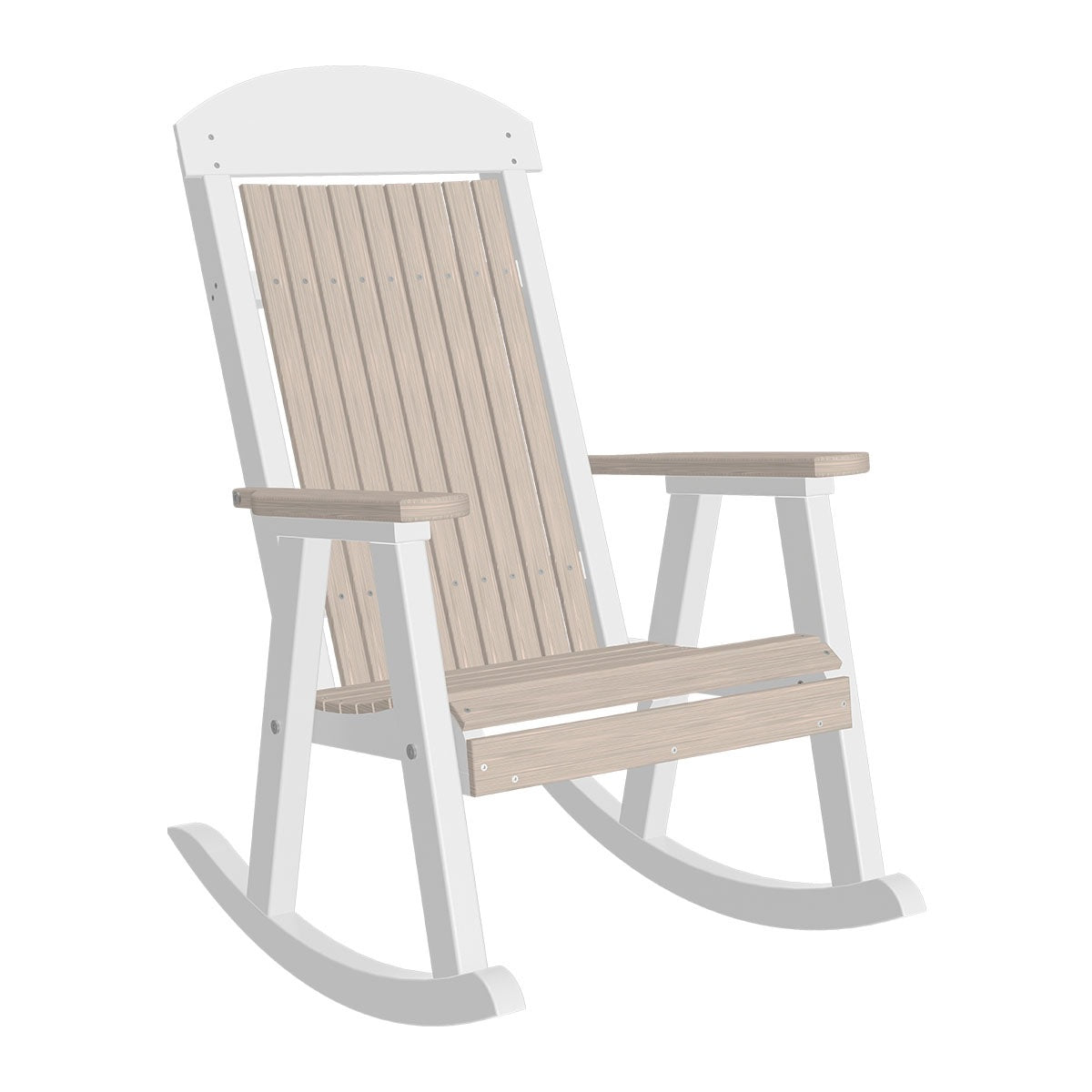 This is the Birch and White colored Porch Rocker Chair on a white background.