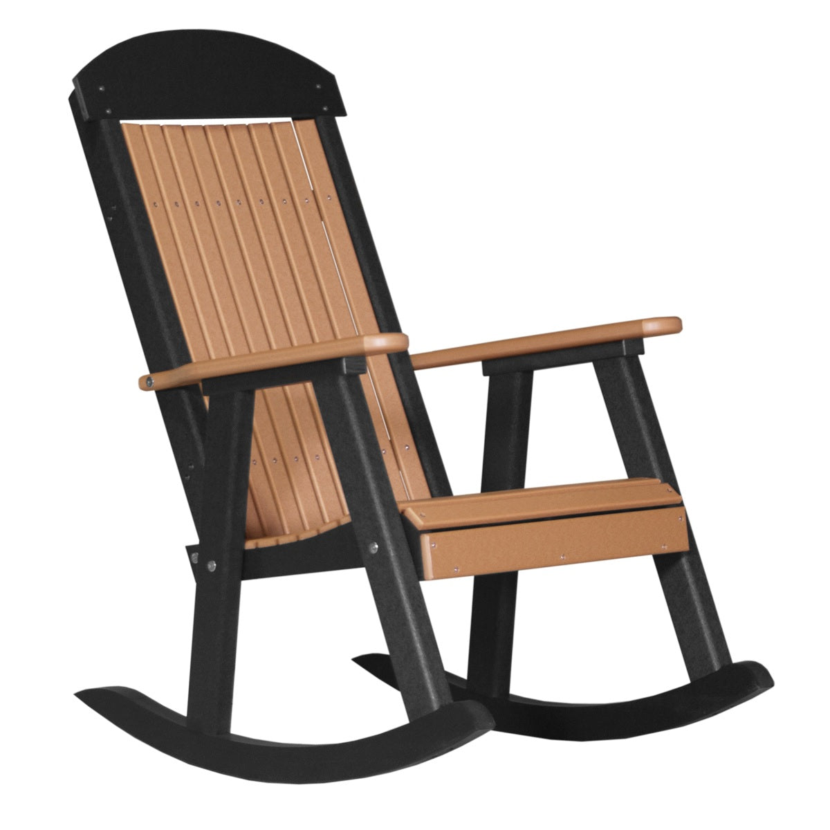 This is the Cedar and Black colored Porch Rocker Chair on a white background.