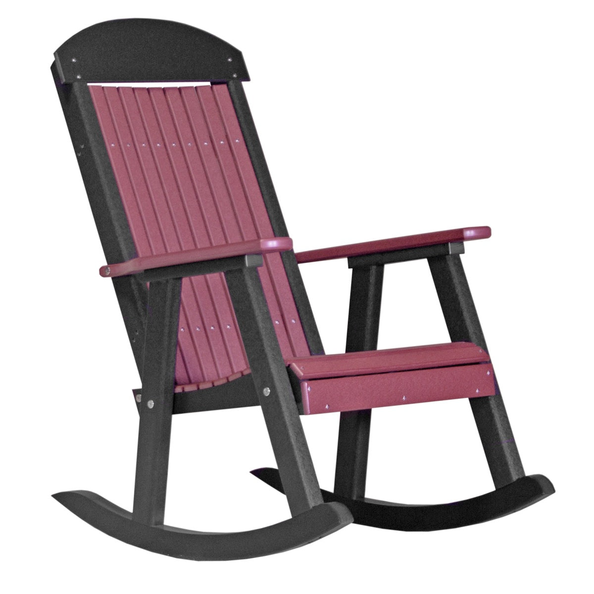 This is the Cherrywood and Black colored Porch Rocker Chair on a white background.