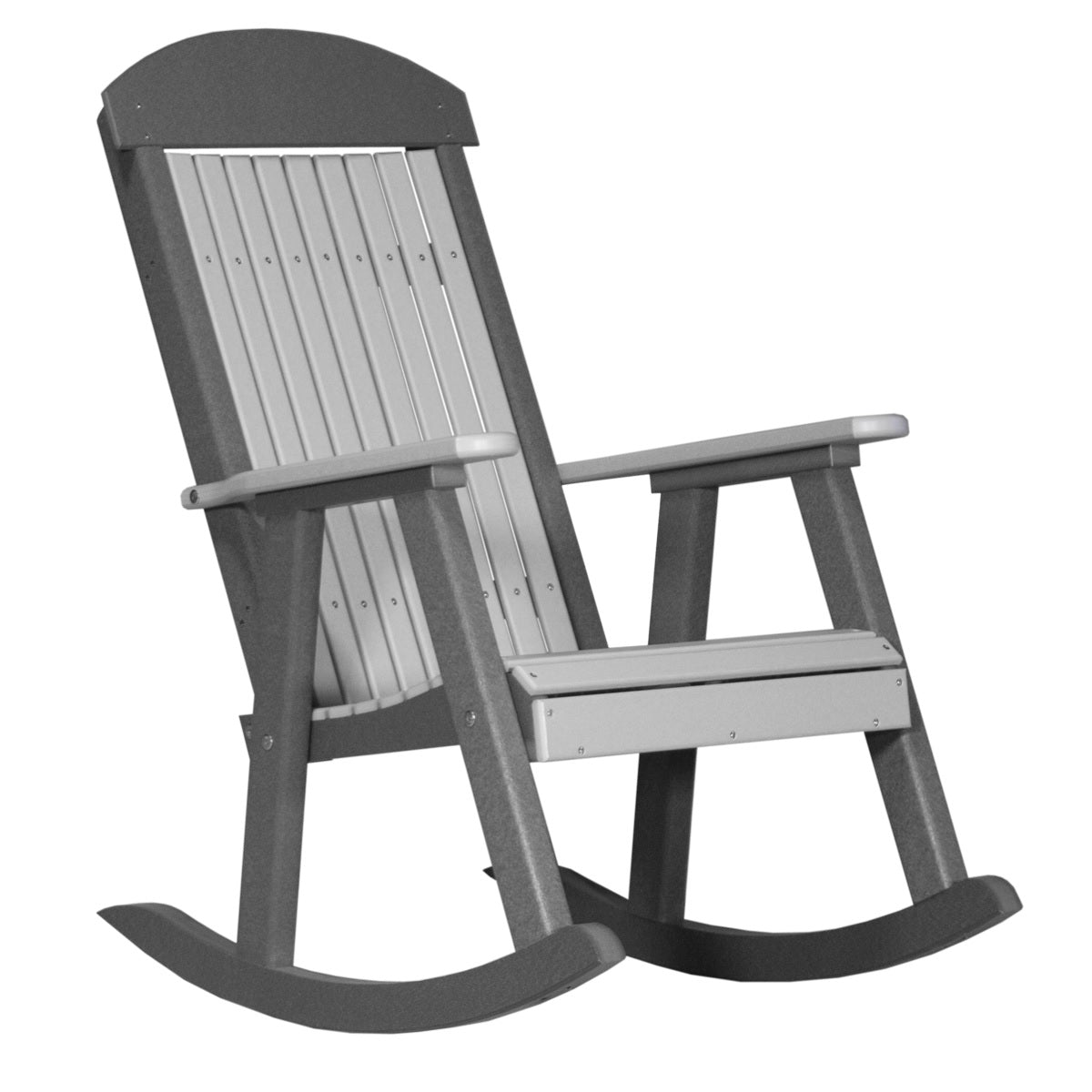 This is the Dove Gray and Slate colored Porch Rocker Chair on a white background.