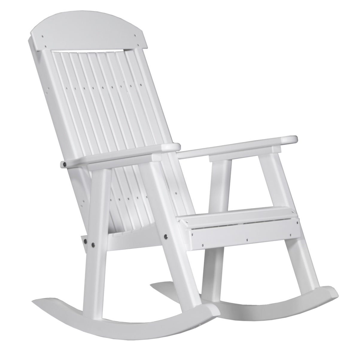 This is the White colored Porch Rocker Chair on a white background.